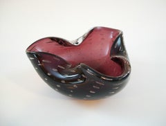 A. SEGUSO - Murano Controlled Bubble Amethyst Glass Ashtray - Italy - C.1960's