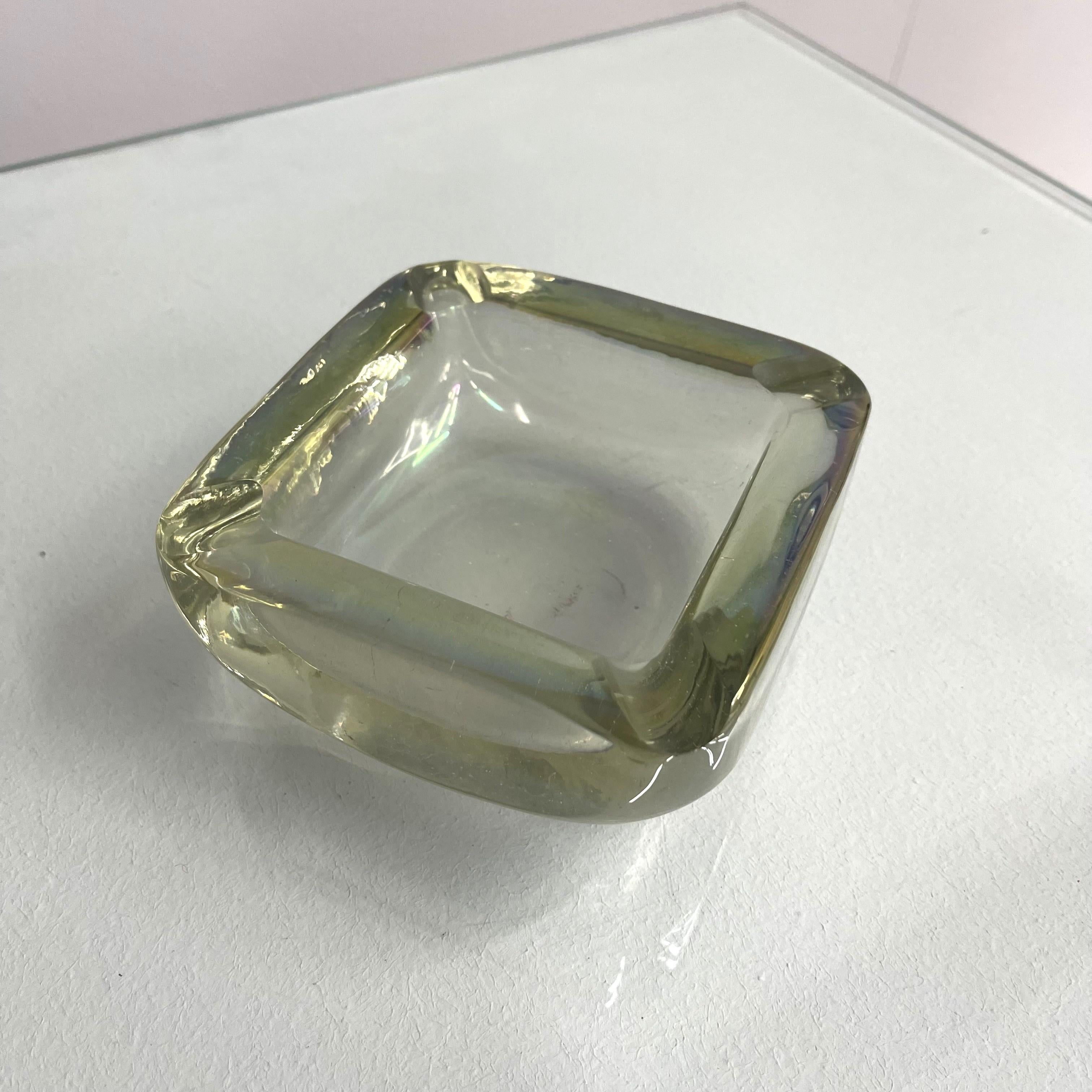 A. Seguso Thick Iridescent Murano Glass Ashtray 40s Italy For Sale 4
