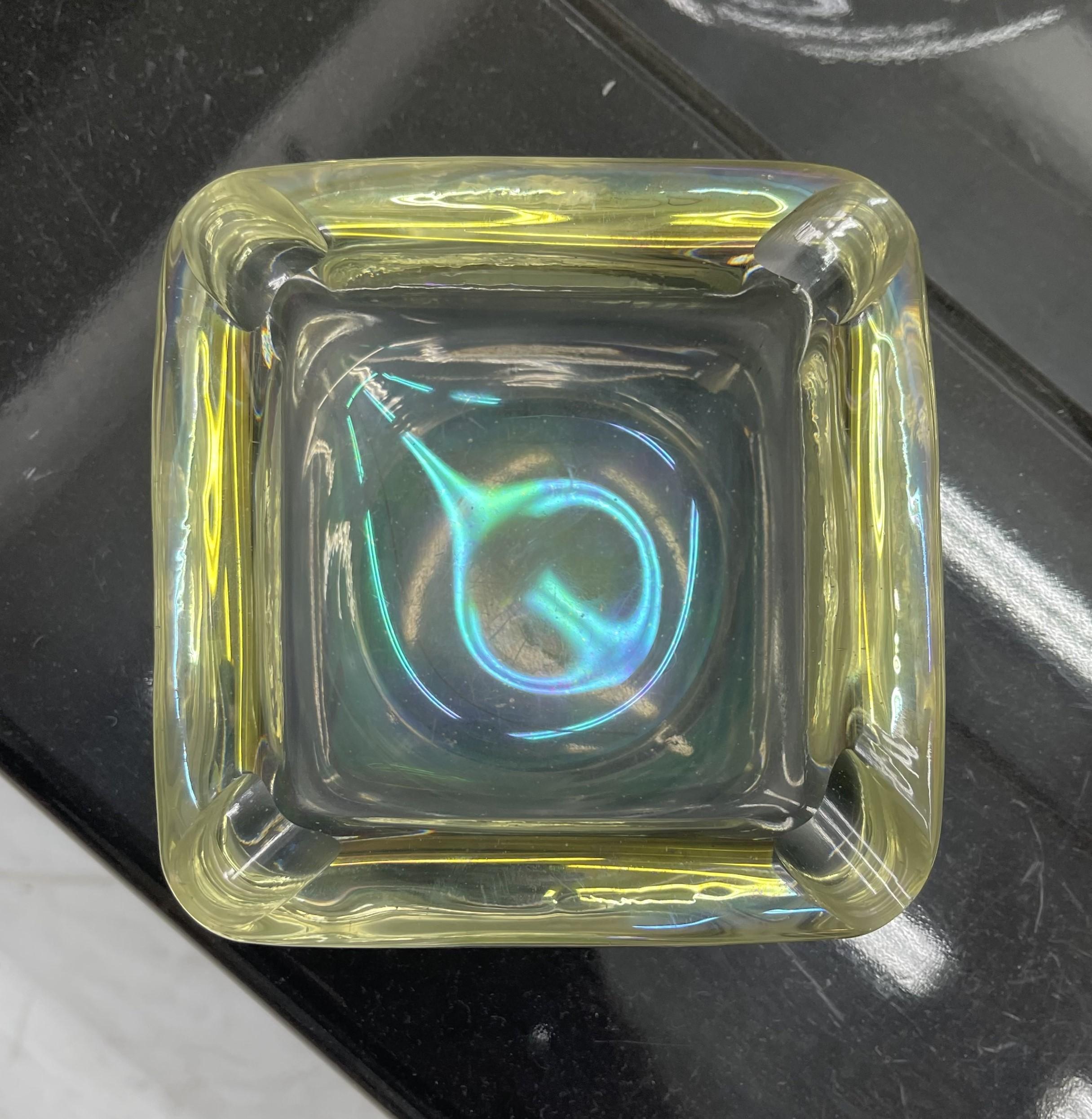A. Seguso Thick Iridescent Murano Glass Ashtray 40s Italy For Sale 5