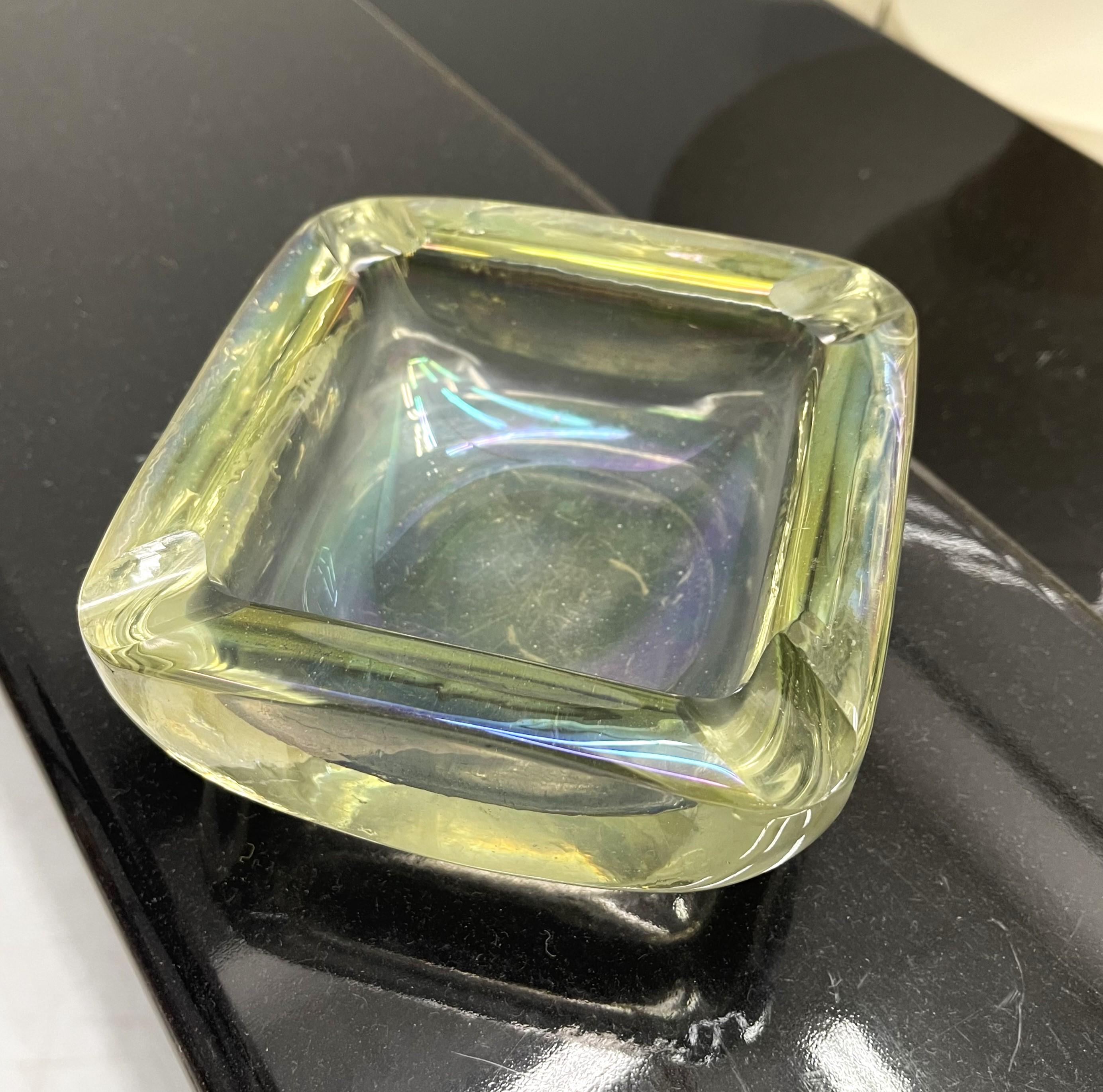 A. Seguso Thick Iridescent Murano Glass Ashtray 40s Italy For Sale 6