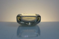 A. Seguso Thick Iridescent Murano Glass Ashtray 40s Italy