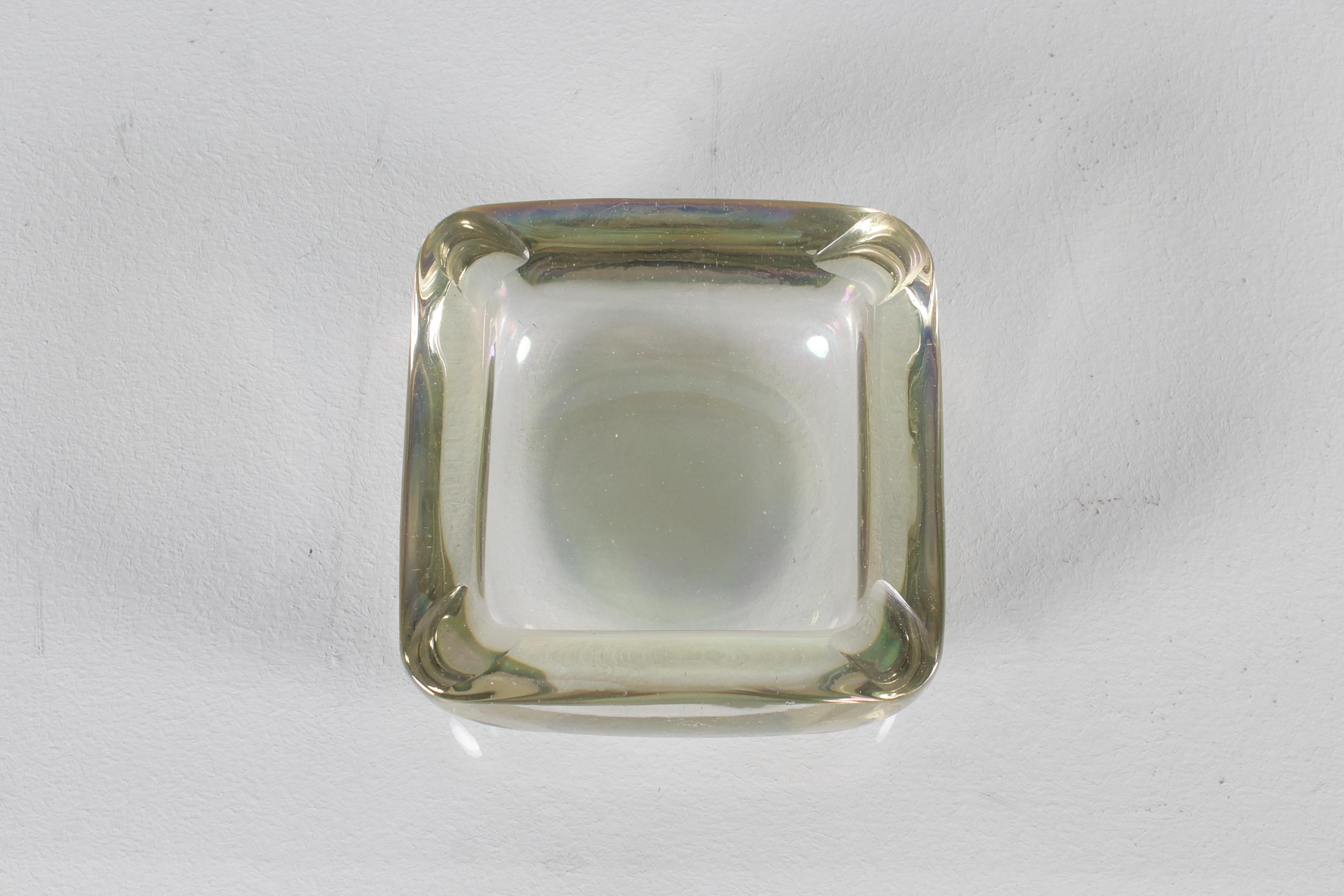 A. Seguso Thick Iridescent Murano Glass Ashtray 40s Italy For Sale 1