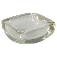 A. Seguso Thick Iridescent Murano Glass Ashtray 40s Italy