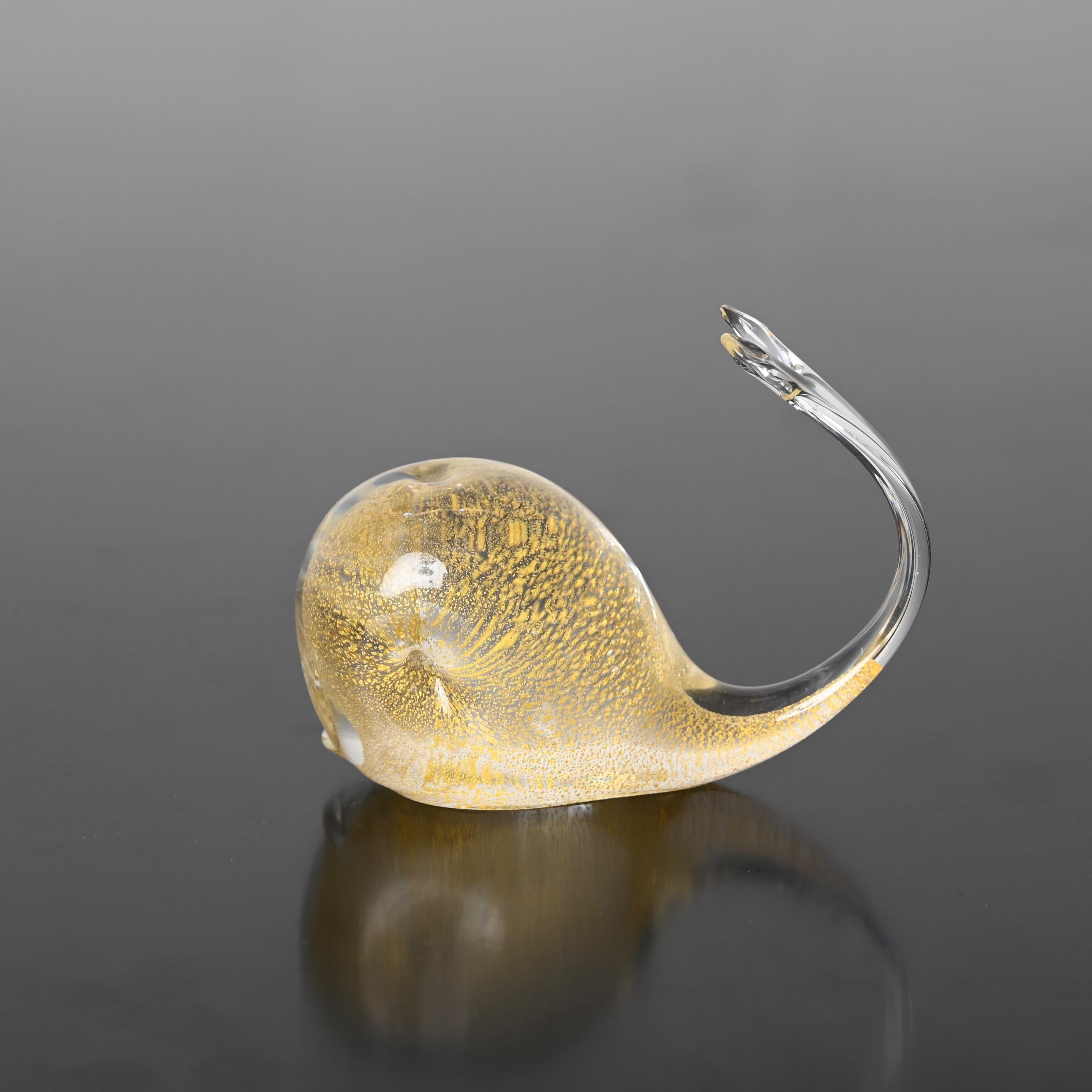 A. Seguso Whale Sculpture in Murano Glass with Gold Dust, Italy 1960s For Sale 4
