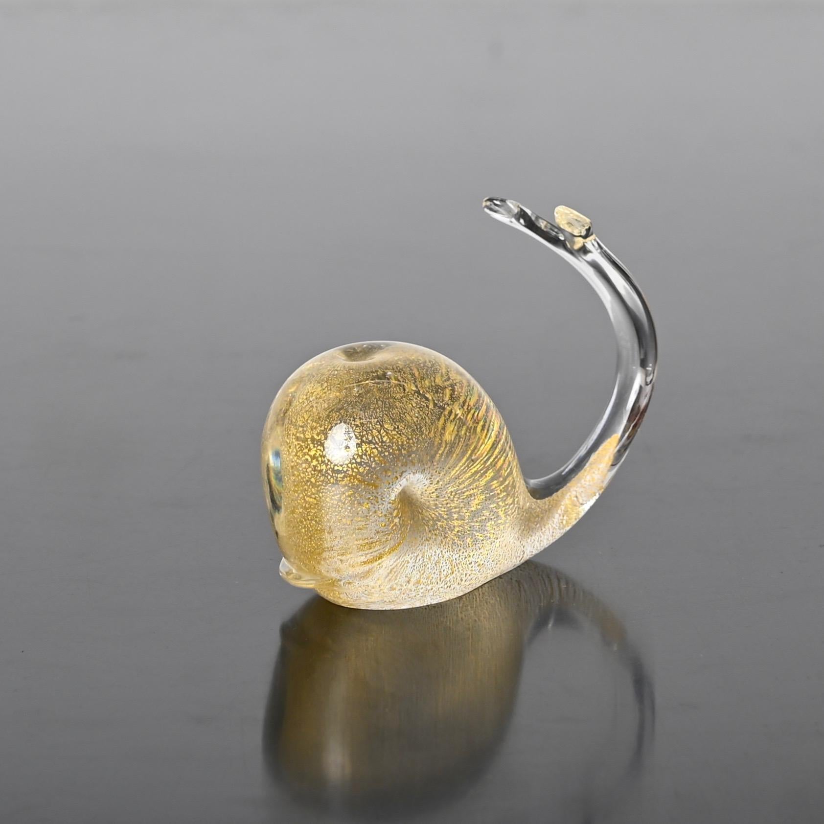 Mid-Century Modern A. Seguso Whale Sculpture in Murano Glass with Gold Dust, Italy 1960s For Sale