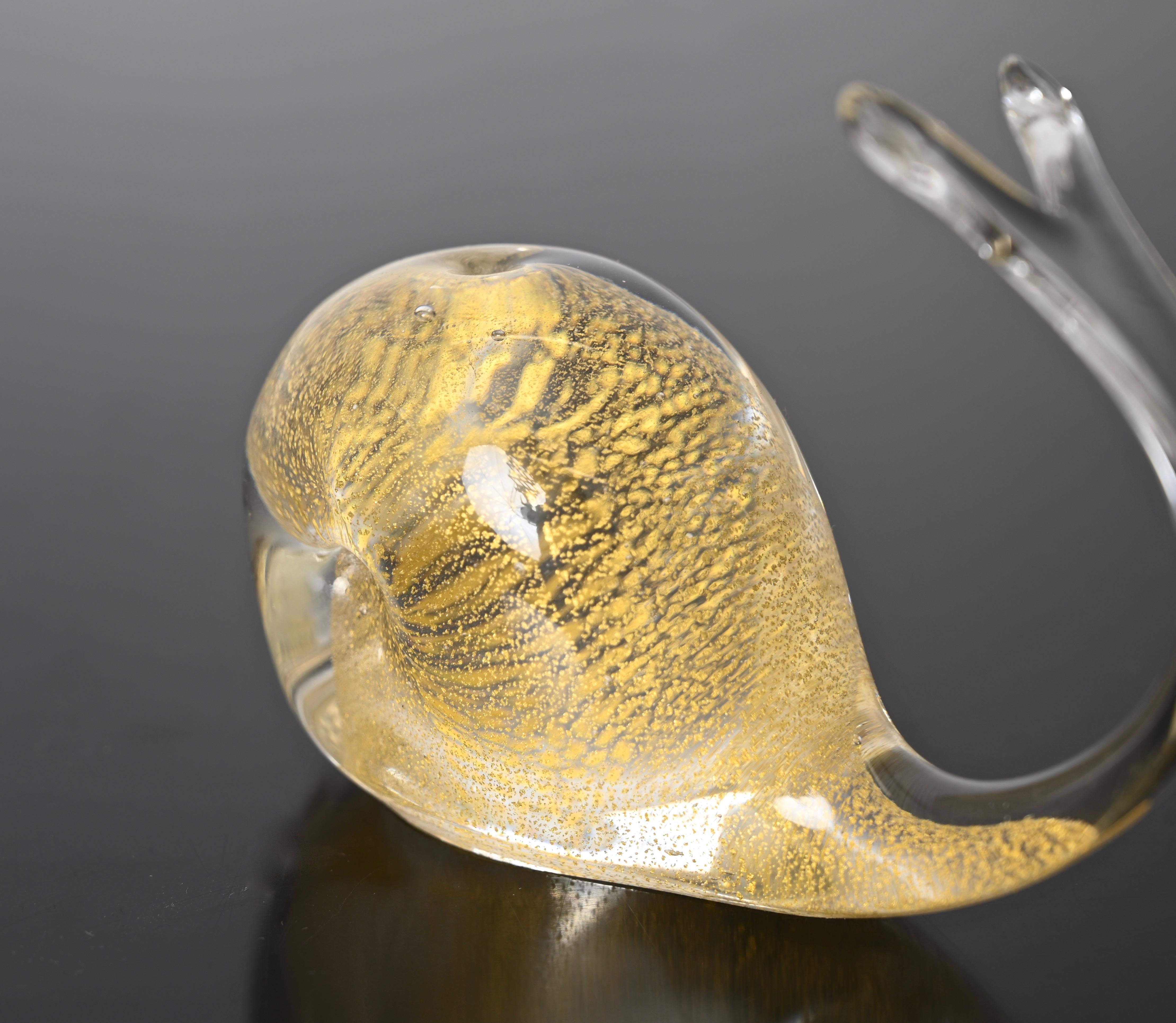 Hand-Crafted A. Seguso Whale Sculpture in Murano Glass with Gold Dust, Italy 1960s For Sale