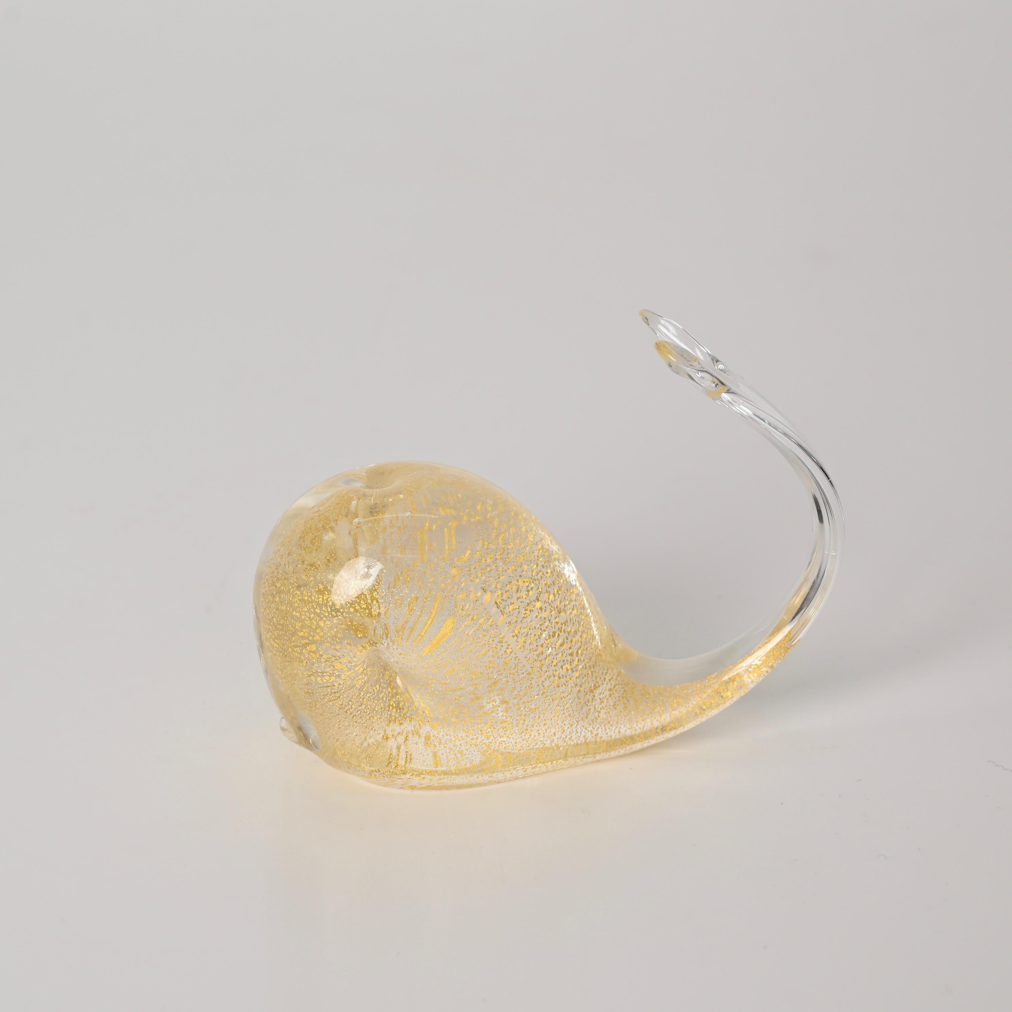 A. Seguso Whale Sculpture in Murano Glass with Gold Dust, Italy 1960s For Sale 1