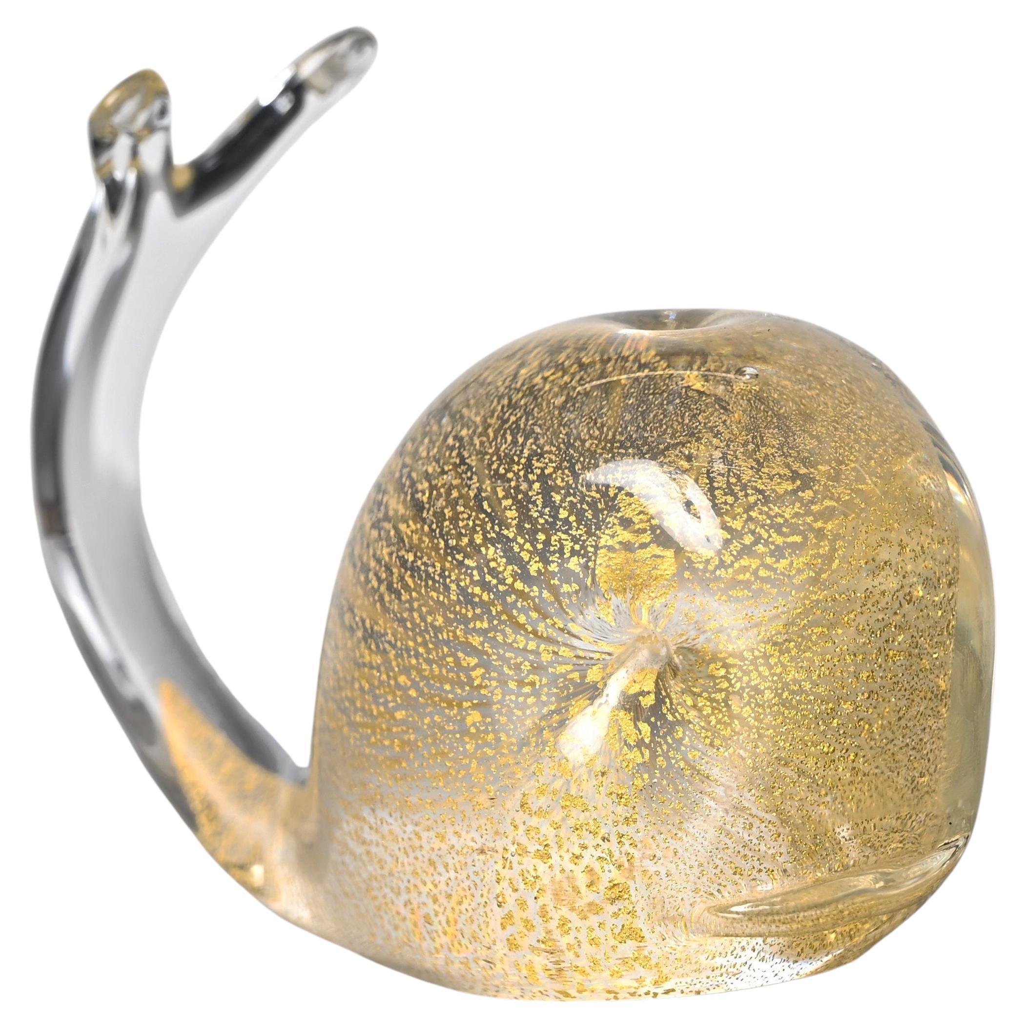 A. Seguso Whale Sculpture in Murano Glass with Gold Dust, Italy 1960s