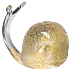 A. Seguso Sculpture baleine en verre de Murano avec poussière d'or, Italie 1960s