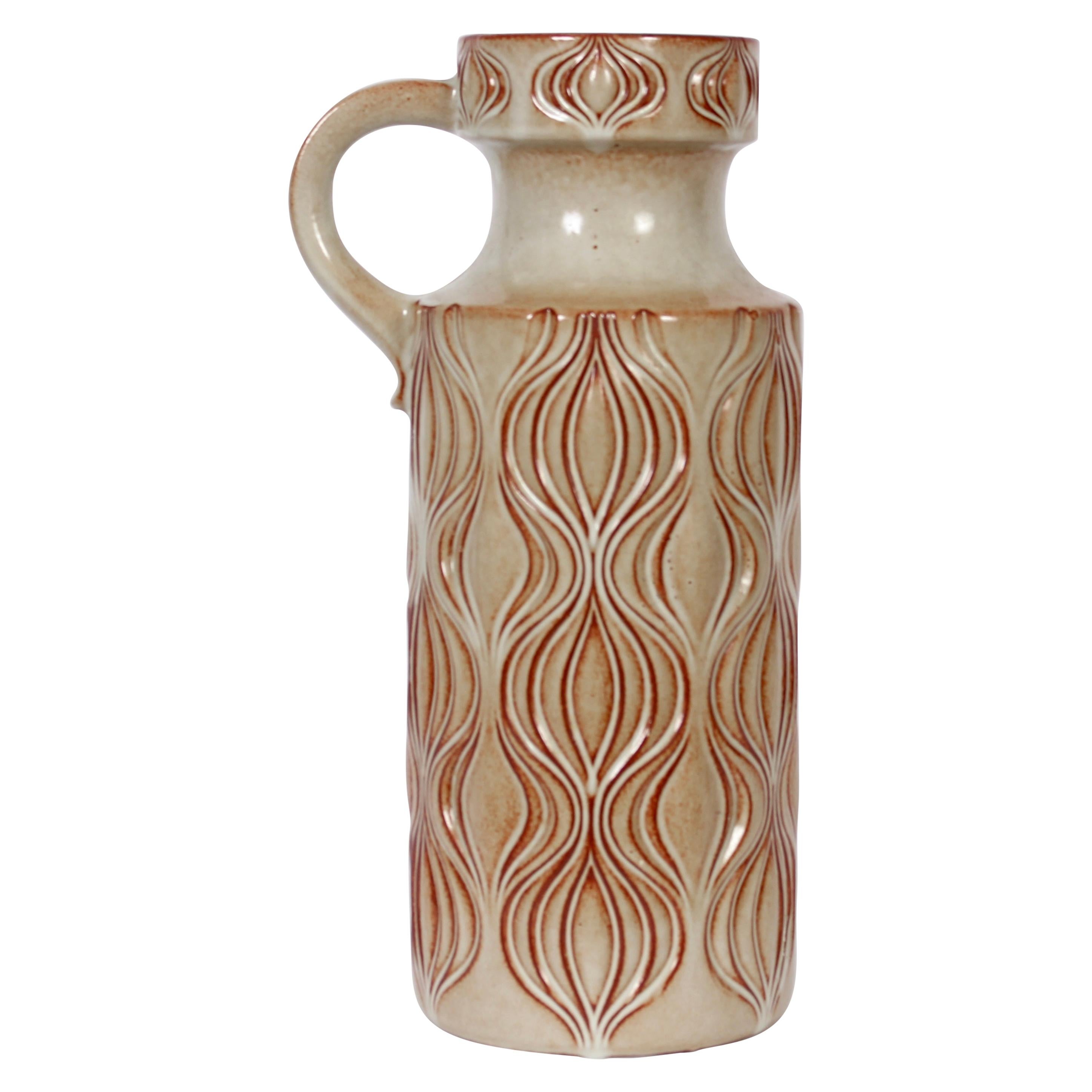 A. Seide for Scheurich "Fat Lava" Incised Ceramic Two-Tone Jug Vase