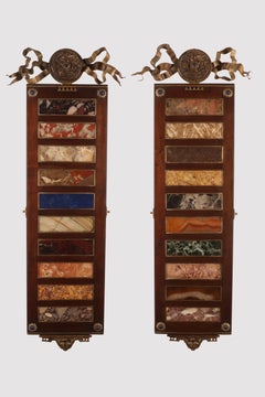 Selección de 10 canicas antiguas con marquetería del Grand Tour, de bronce y madera, Italia, 1800.