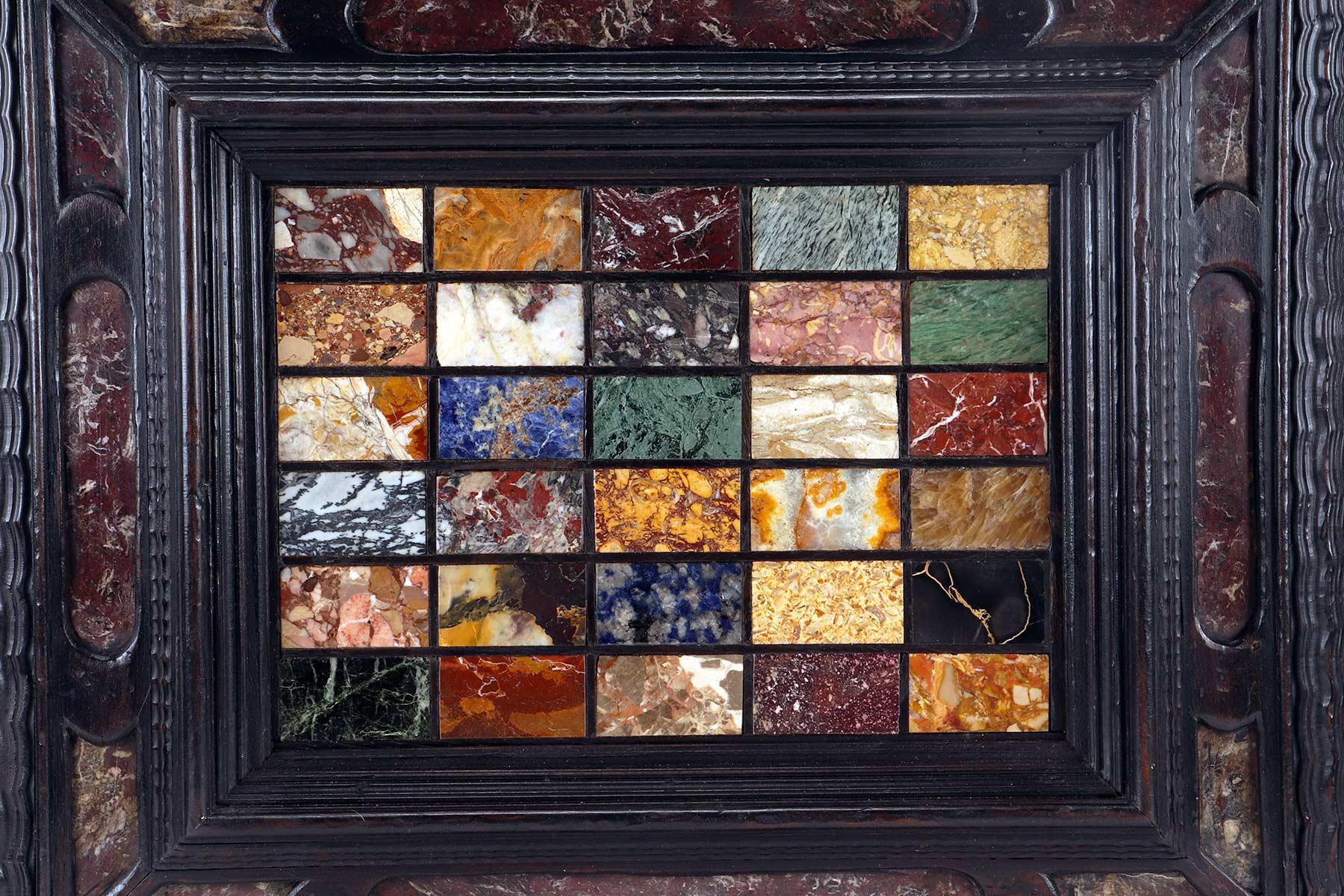 Italian A selection of 30 antique Grand Tour marquetry marbles, Italy 1850.  For Sale