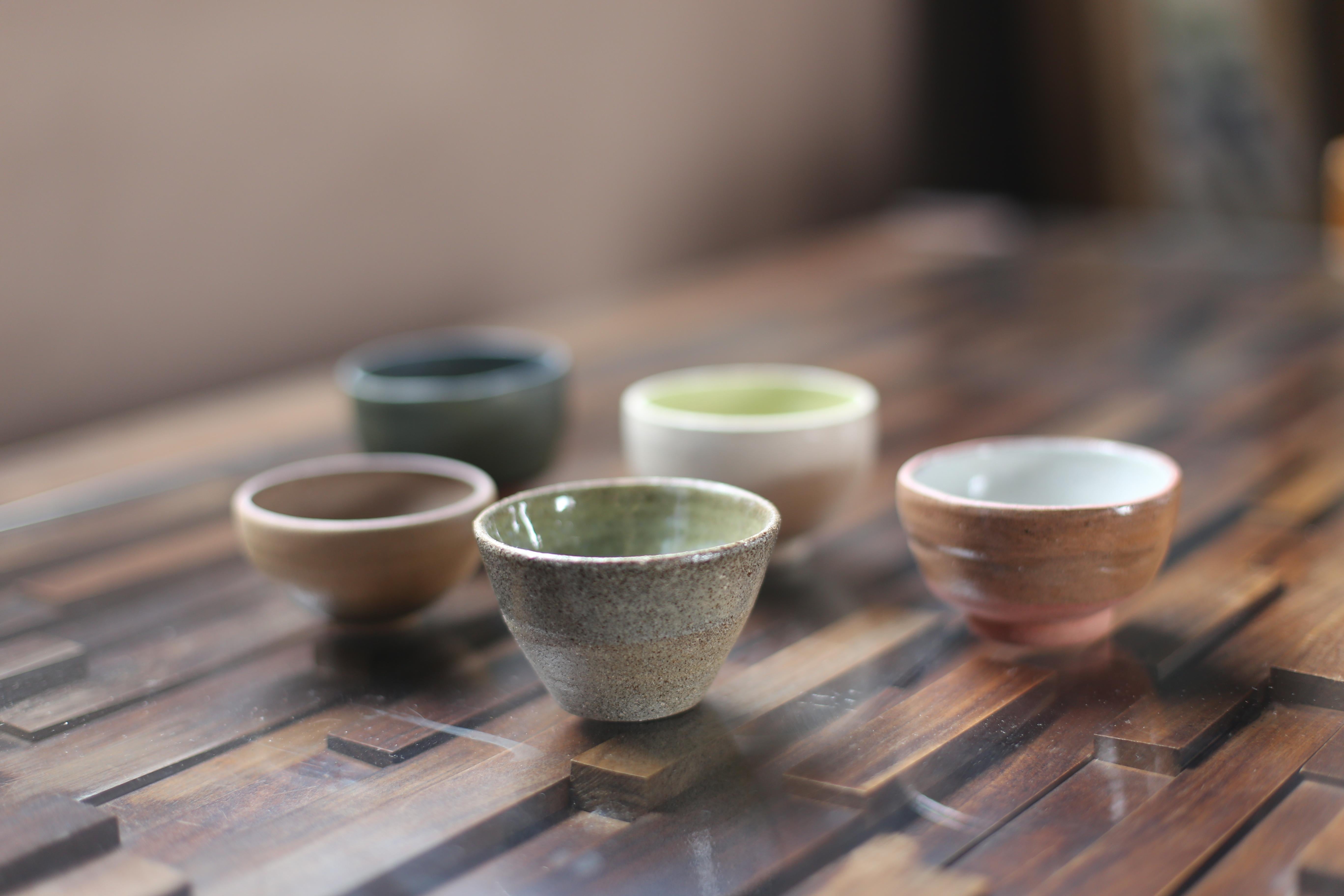 Contemporary Selection of 5 Tea Cups