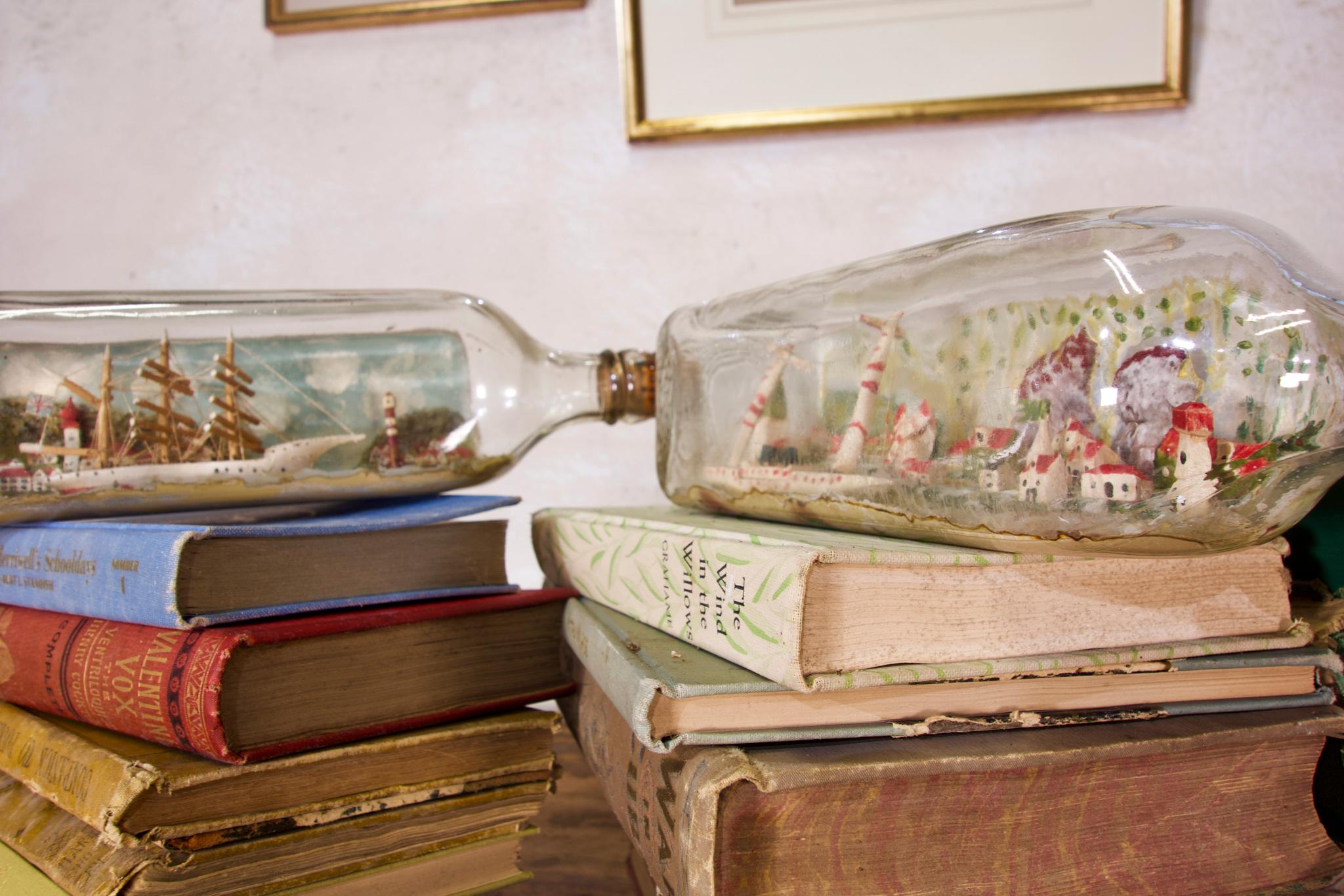 Hand-Painted 19th Century Ships in a Bottle For Sale