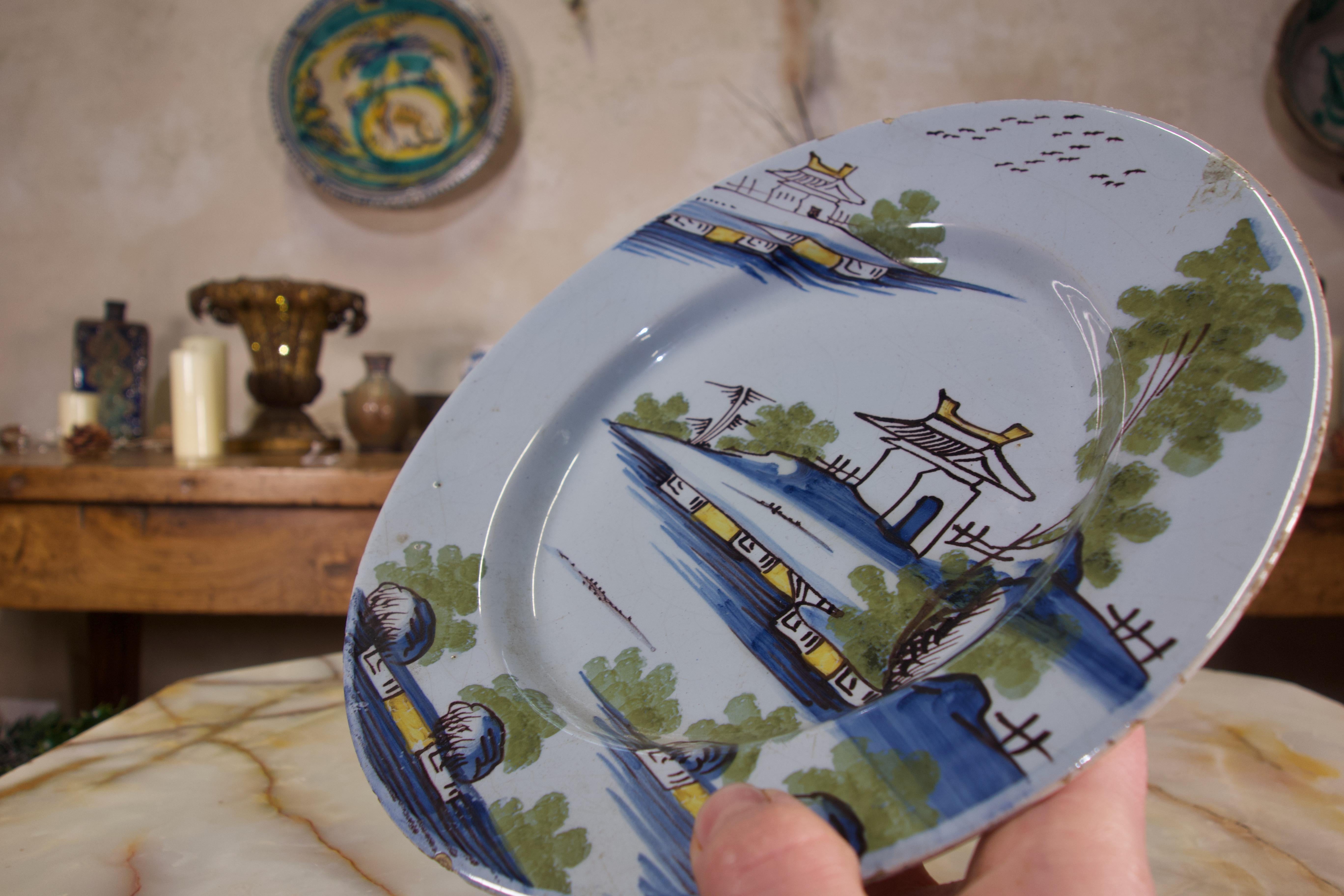 Selection of Three 18th Century English/Bristol Delft Plates 6