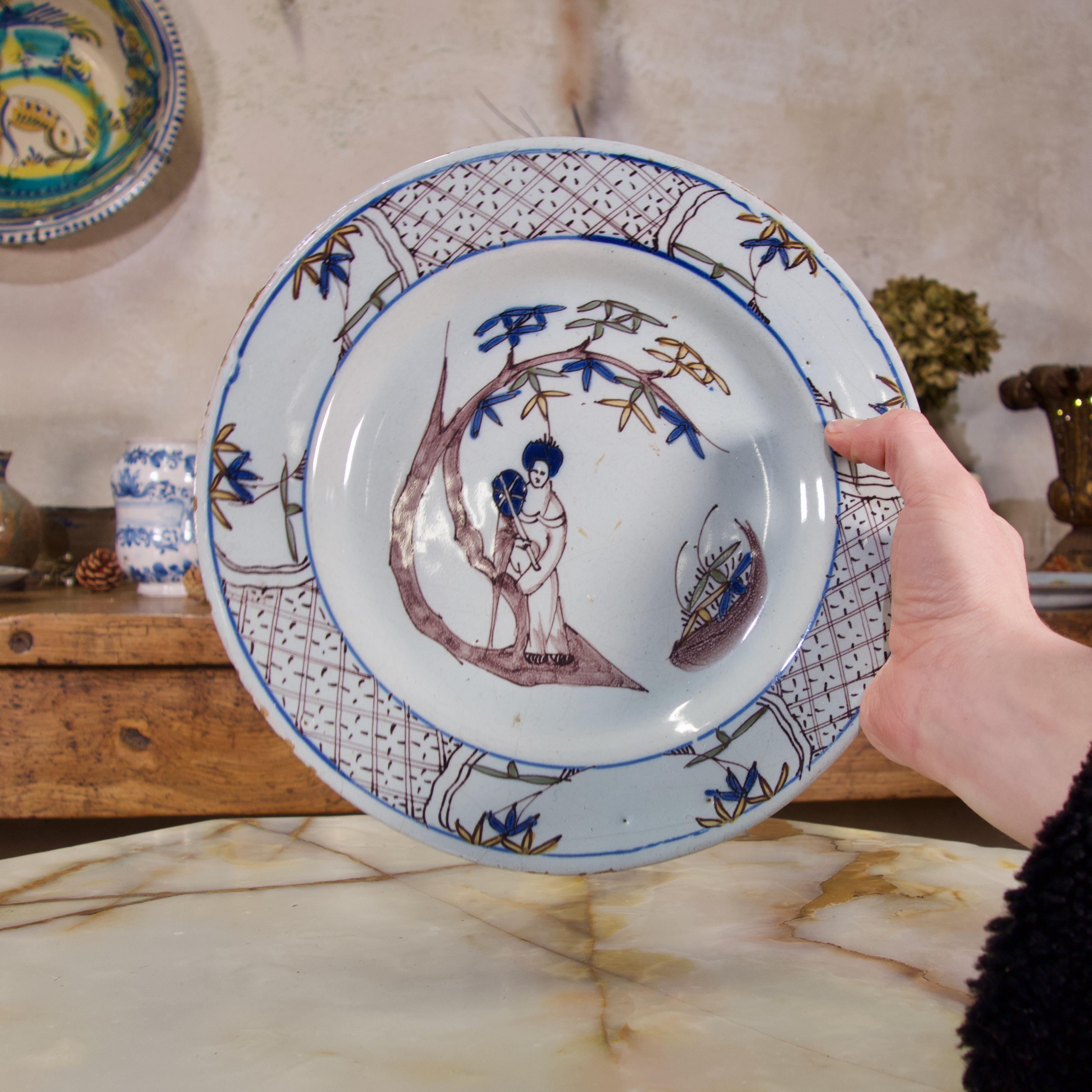 Glazed Selection of Three 18th Century English/Bristol Delft Plates