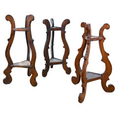 Selection of Three 18th Century Italian Lyre Leg Table / Plant Stand