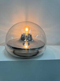A sensational Ve Art space age design dome glass & chrome table lamp