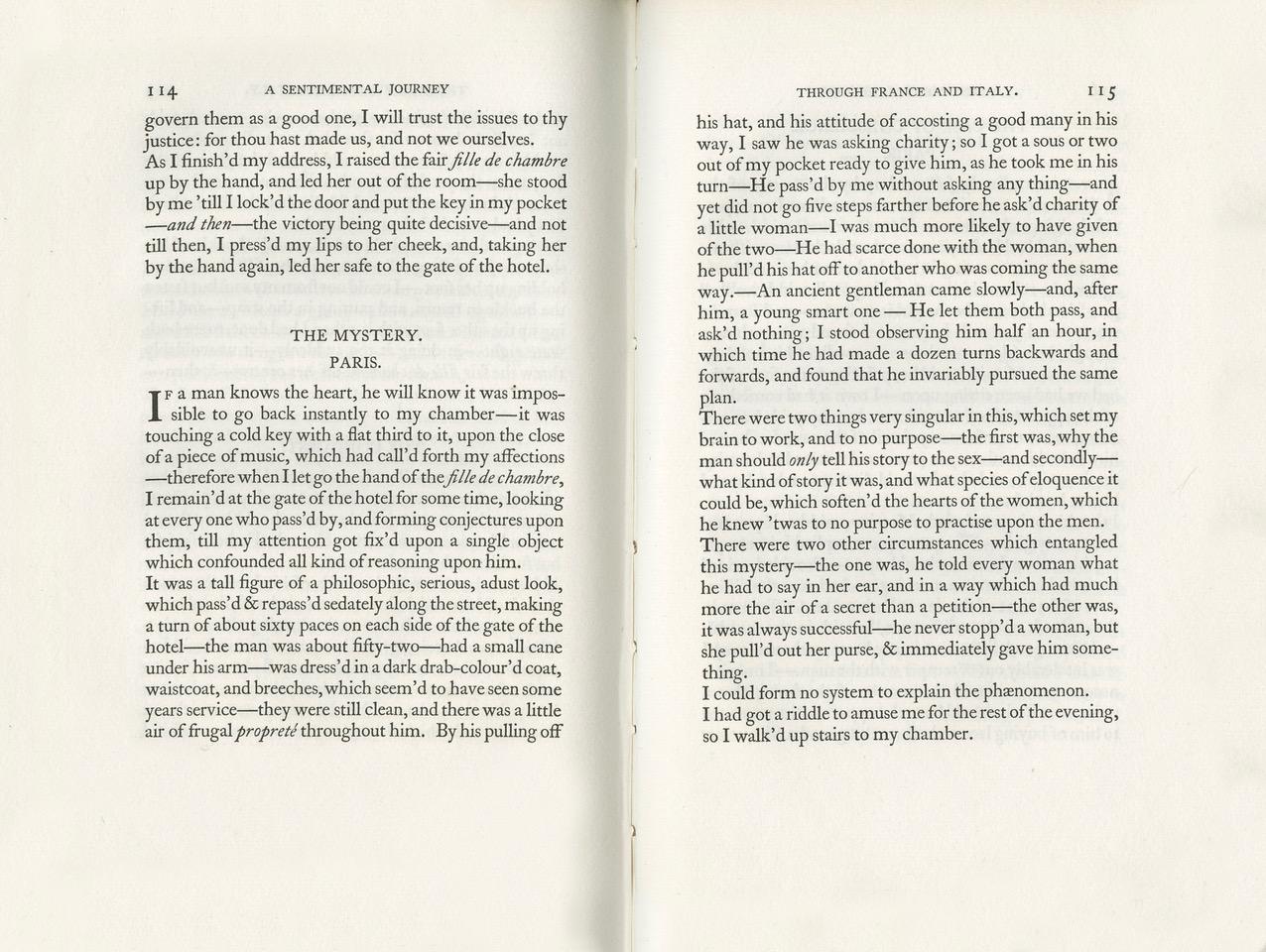 Un voyage Sentimental à travers la France et l'Italie par M. Yorick (Laurence Stern) Bon état - En vente à Middletown, NY