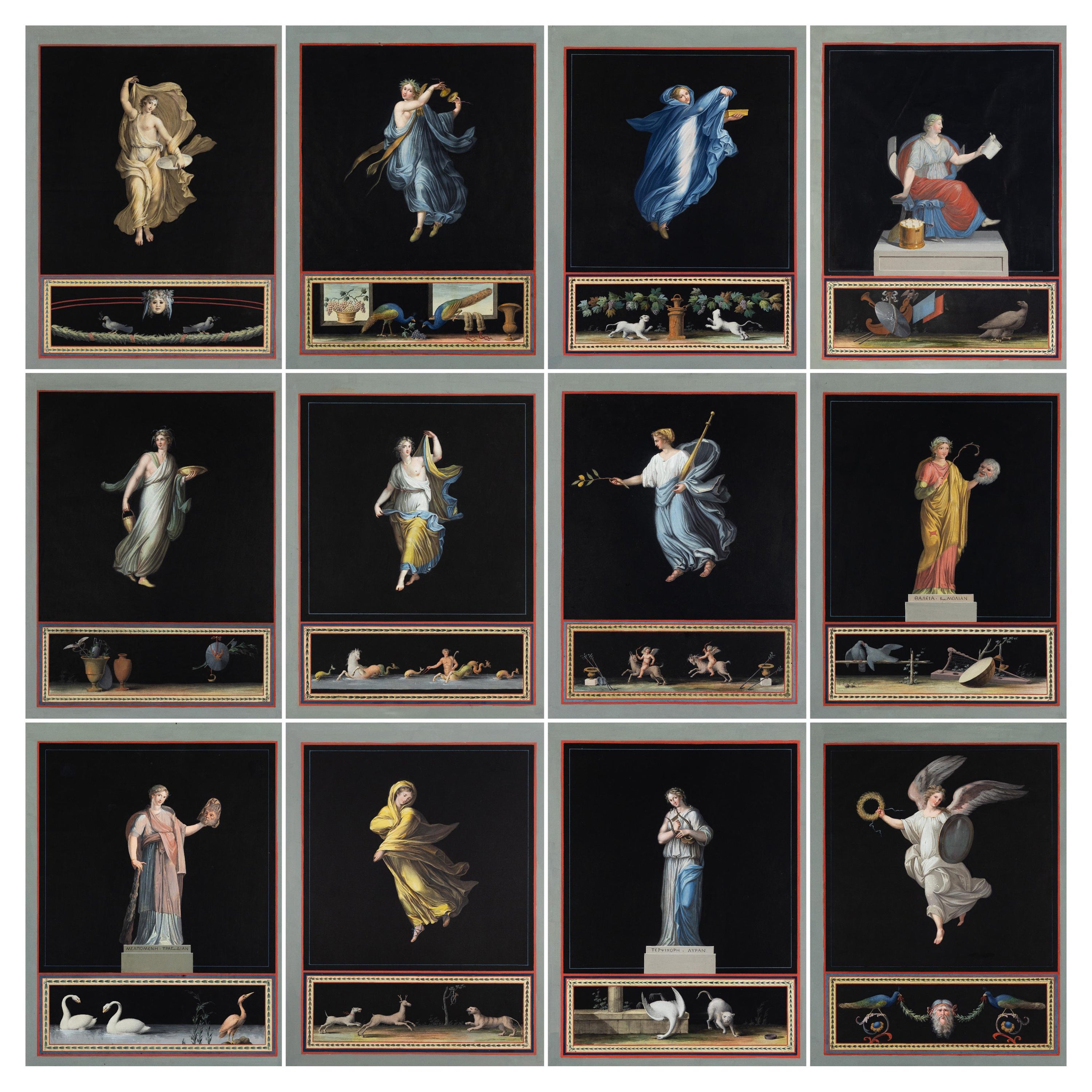 Une série de 12 aquarelles du 18e siècle de Michelangelo Maestri en vente