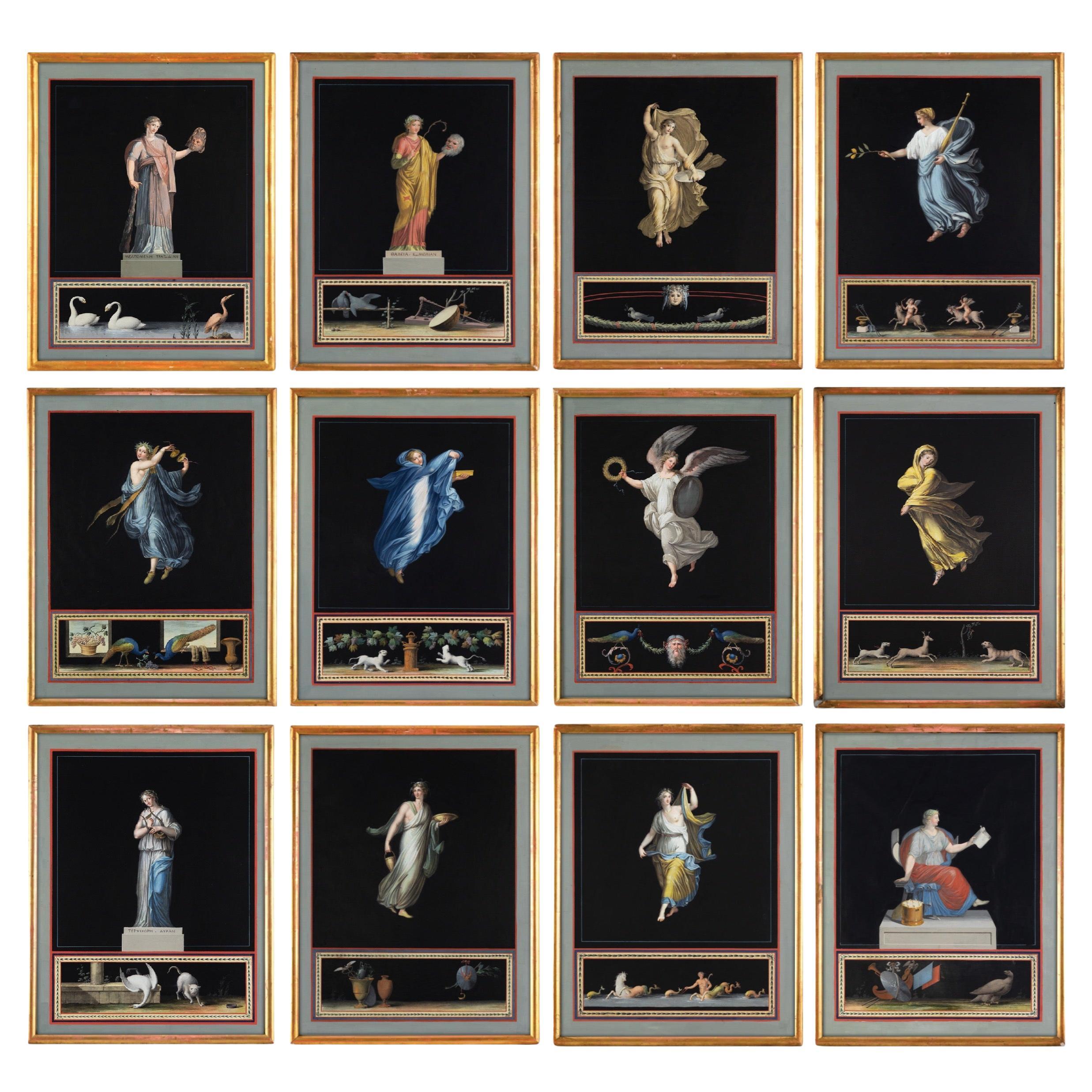Serie de 12 acuarelas del siglo XVIII de Michelangelo Maestri en venta