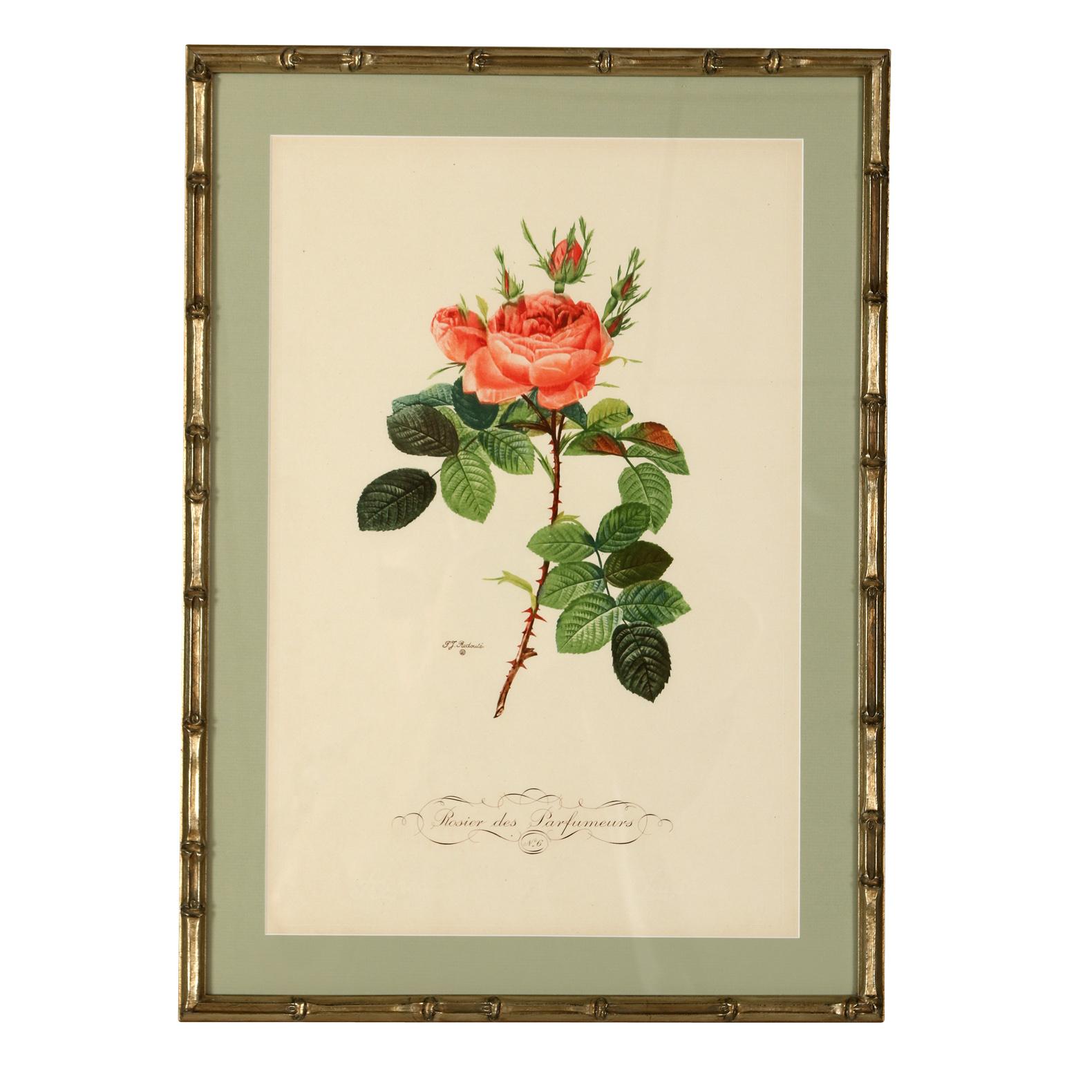 Belle Époque Prints from France in Faux Bamboo Frames For Sale