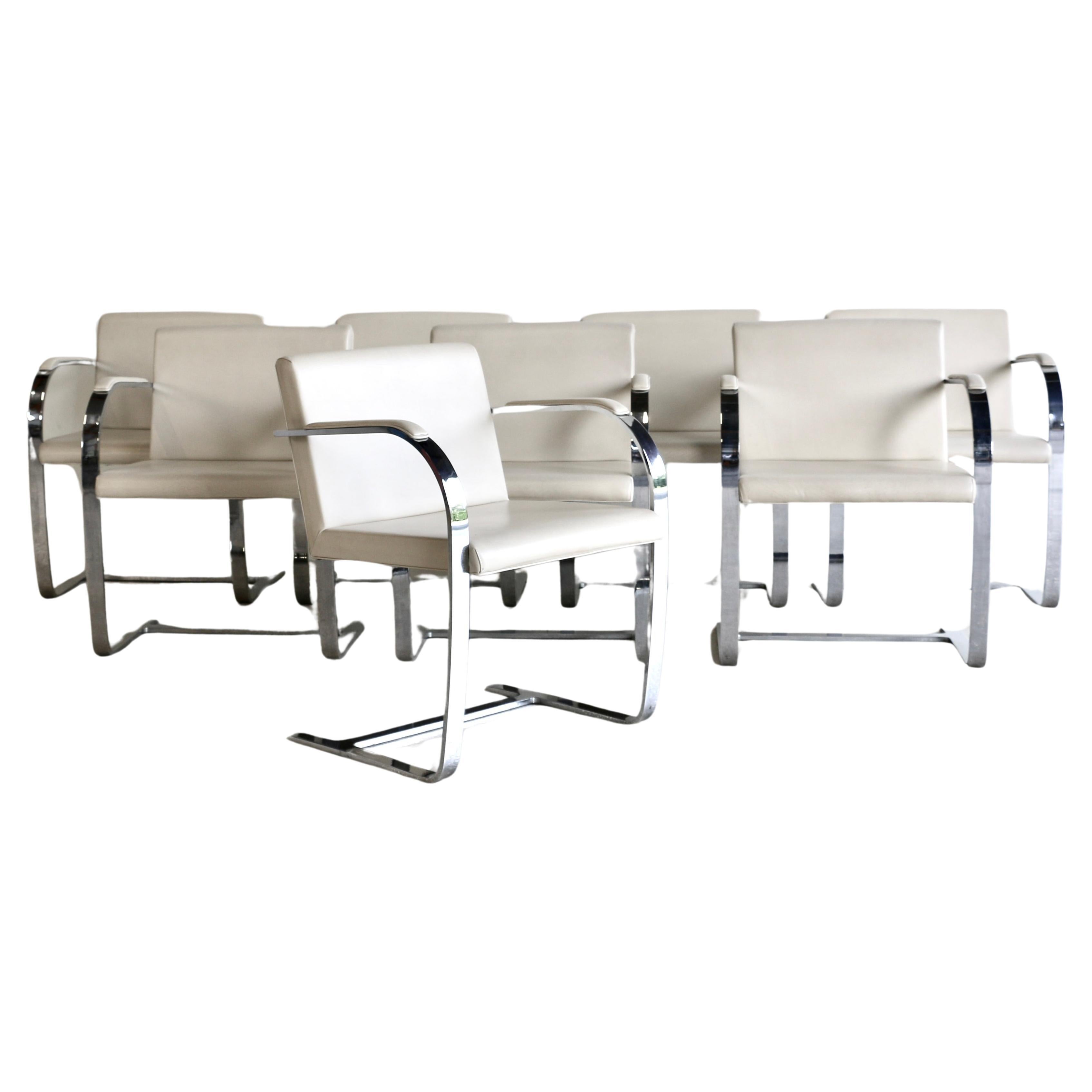 A series of eight BRNO armchairs by Mies Van Der Rohe, Knoll USA edition 1980s.