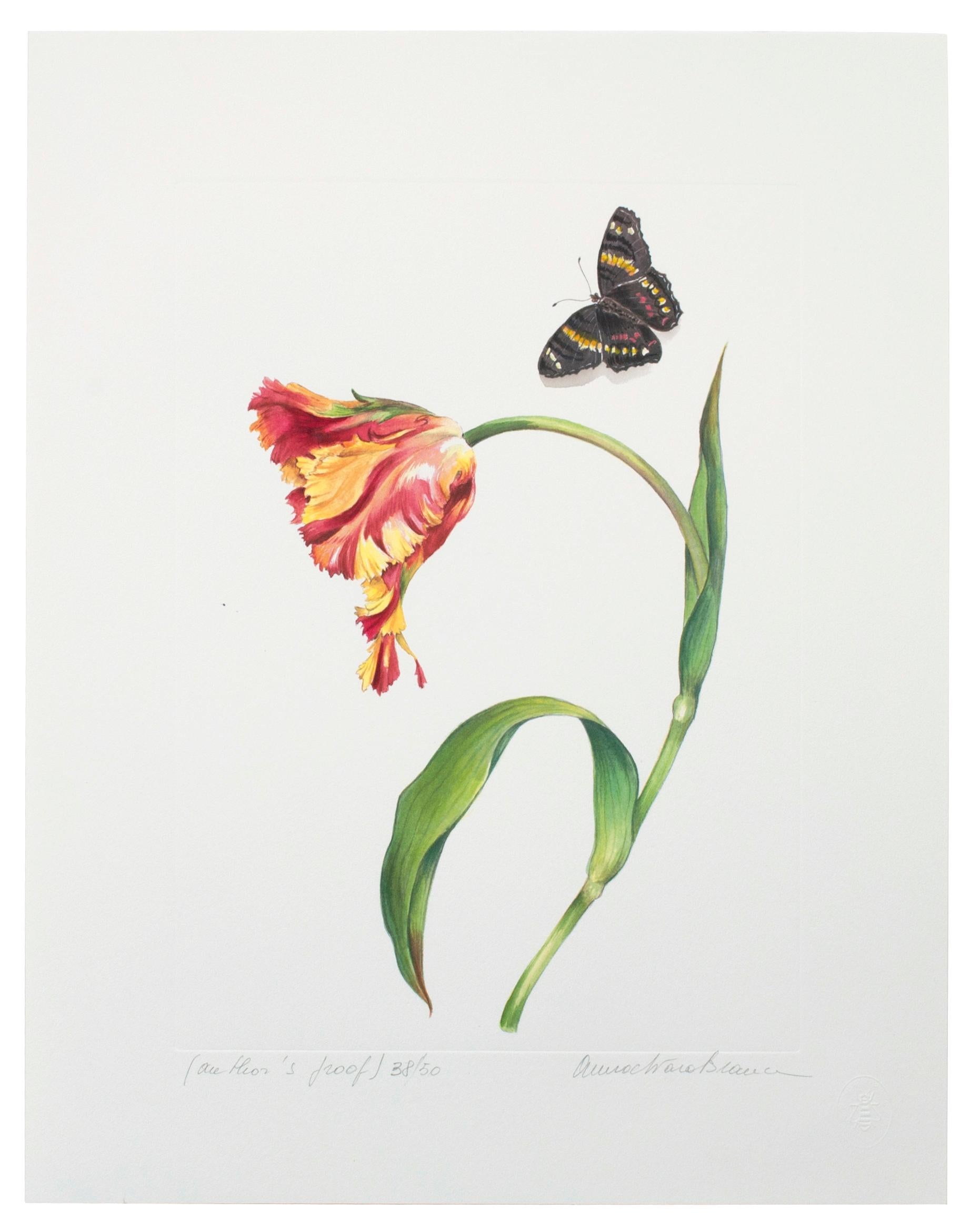 Eight un-framed watercolor tulip prints by botanical artist Anna Chiara Branca, each signed and numbered. Please note that these are not originals they are prints.
  