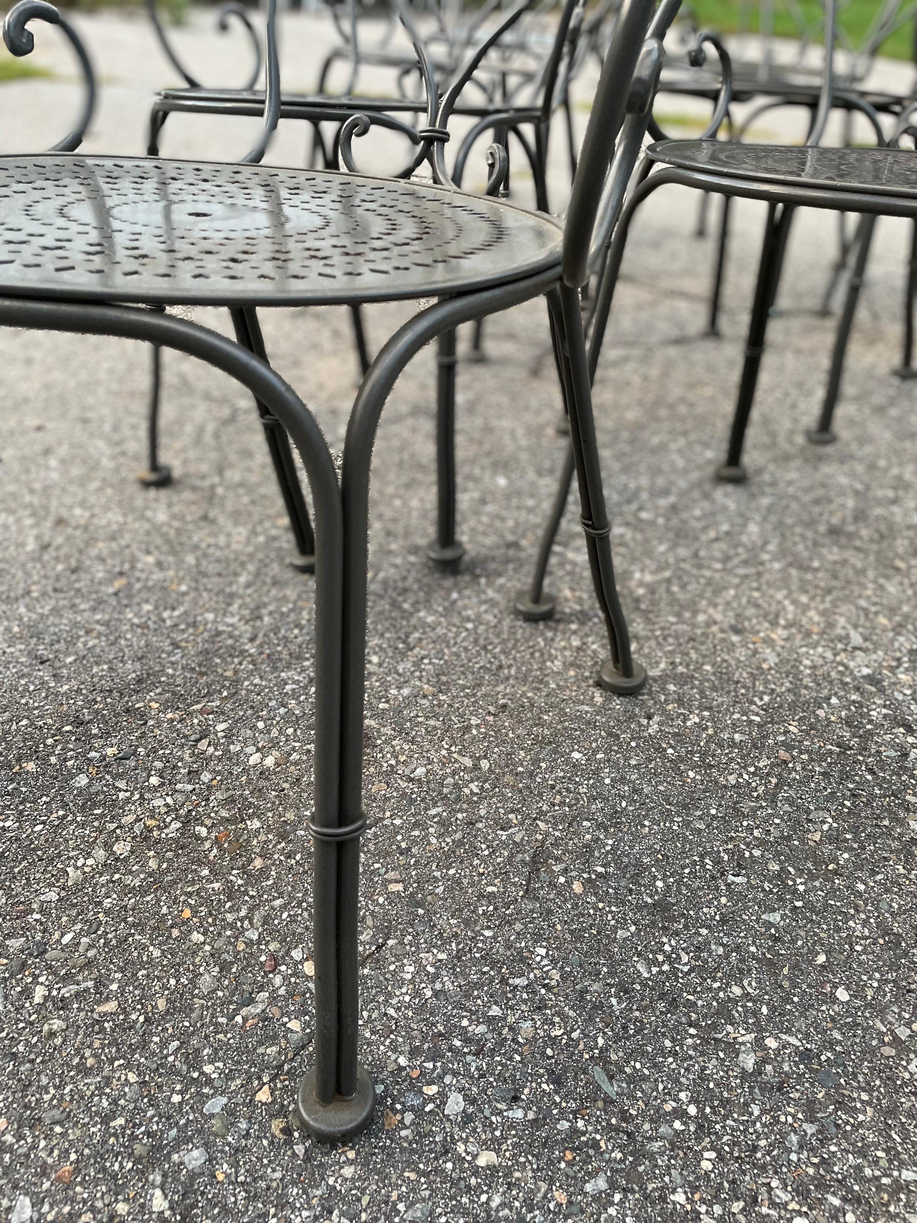 Metal A Set 10 of Woodard Wrought Iron Dining Seating For Sale