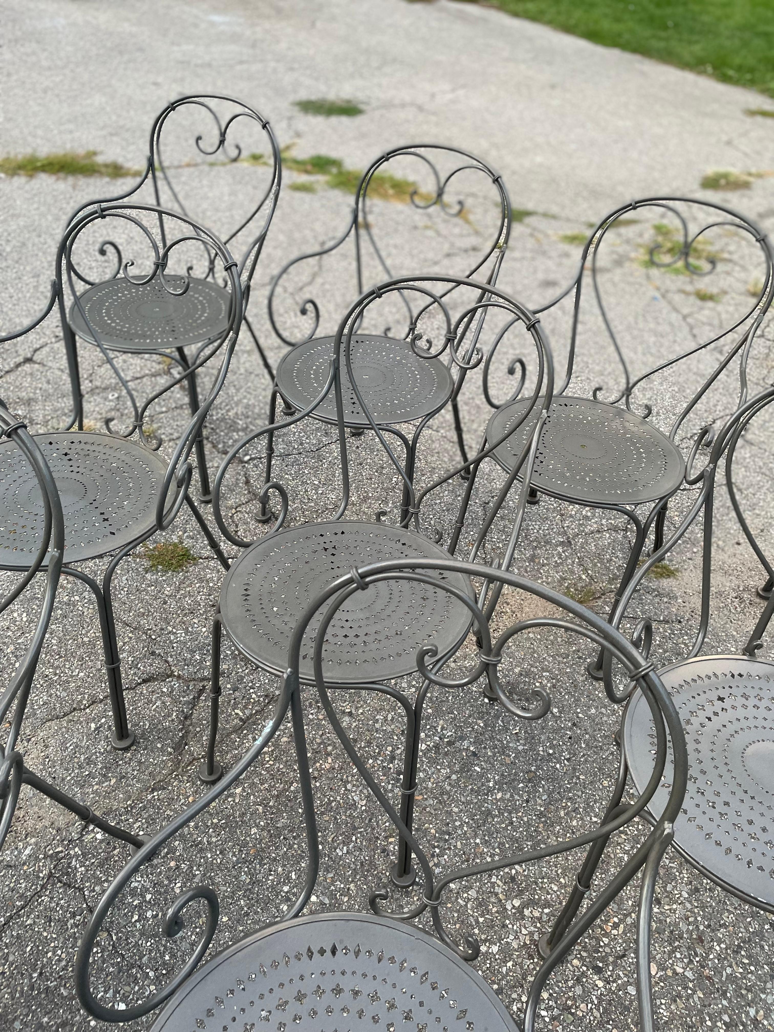 A Set 10 of Woodard Wrought Iron Dining Seating For Sale 3