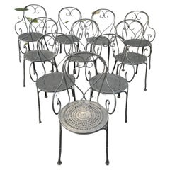 A Set 10 of Woodard Wrought Iron Dining Seating