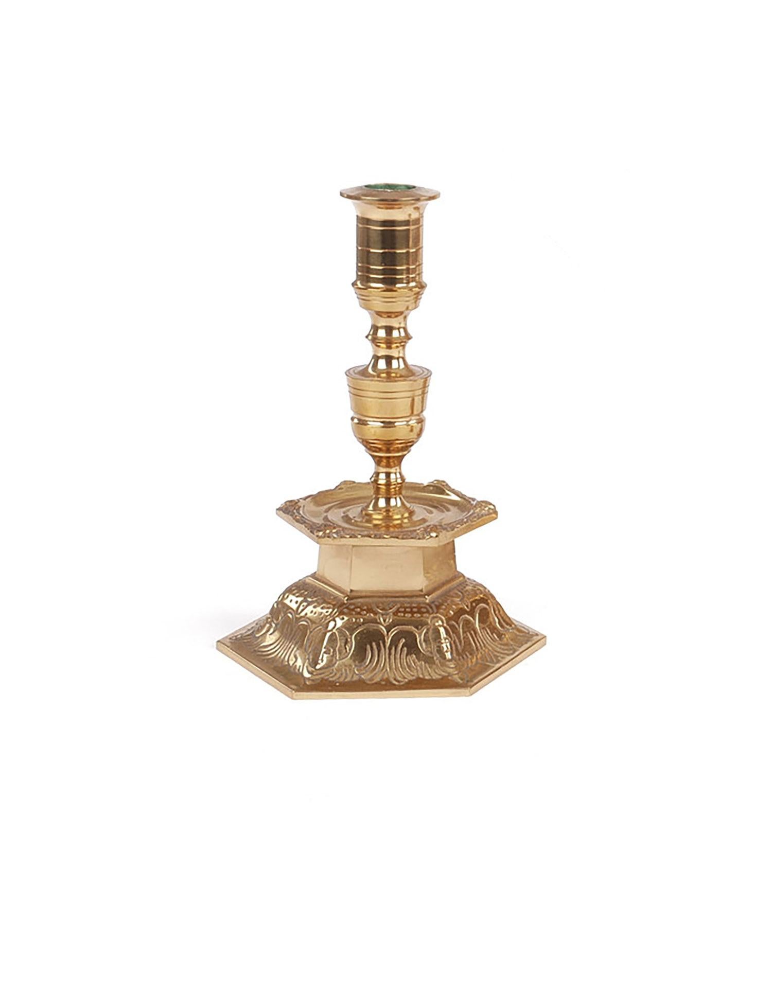 We are happy to offer you this set of brass-hammered menorah with a pair of small brass candleholders and a single medium-size candlestick. With Hanukkah just a few weeks away, now is the time to treat yourself to a gorgeous new brass menorah. It