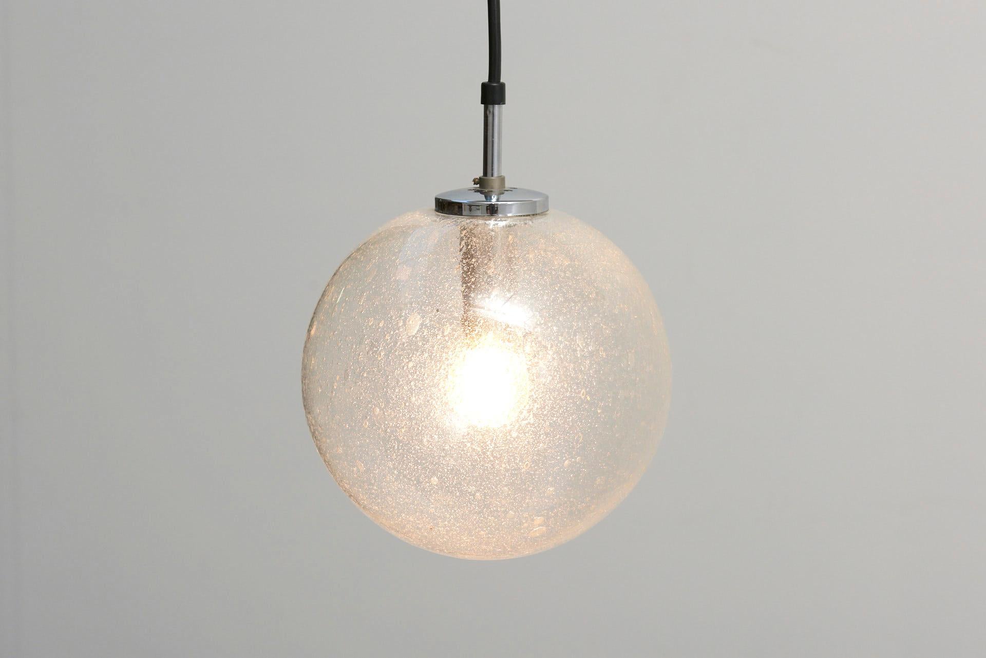 Set Bubble Glass Pendant Lamps, Glashütte Limburg In Fair Condition In Antwerpen, BE