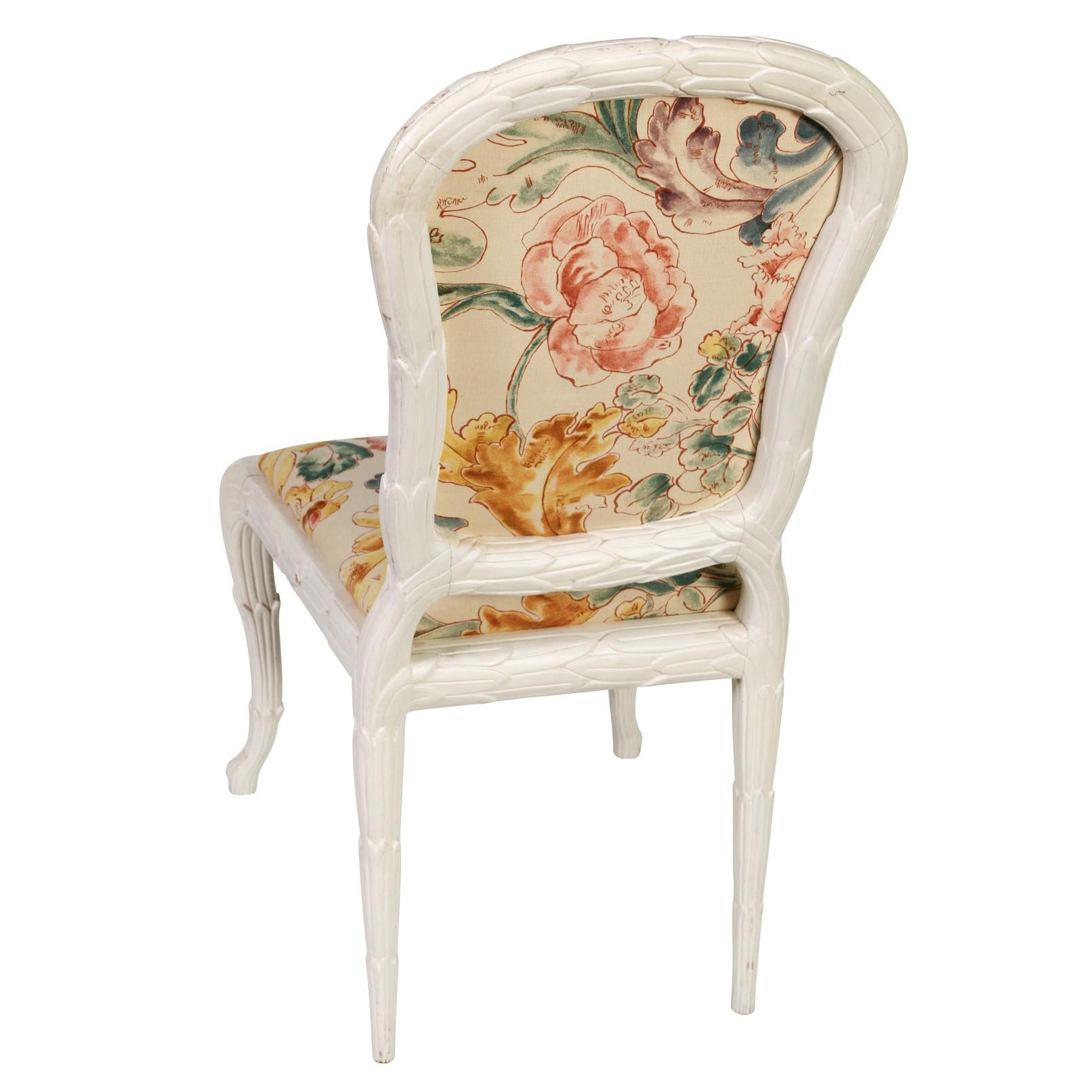20th Century A Set of 10 Carved Painted Dining Chairs For Sale