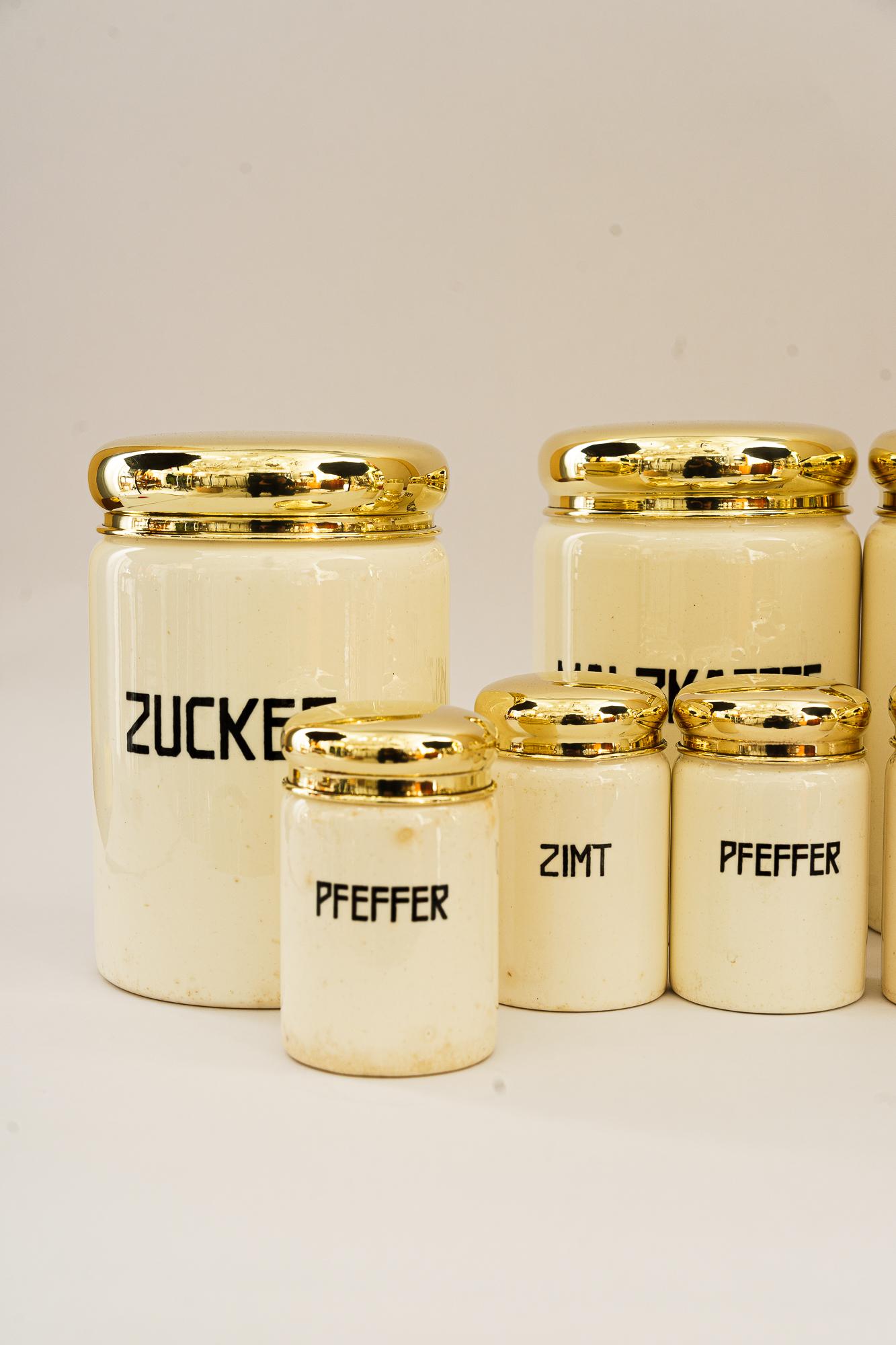 Art Deco A set of 10 ceramic spice jars vienna around 1930s For Sale