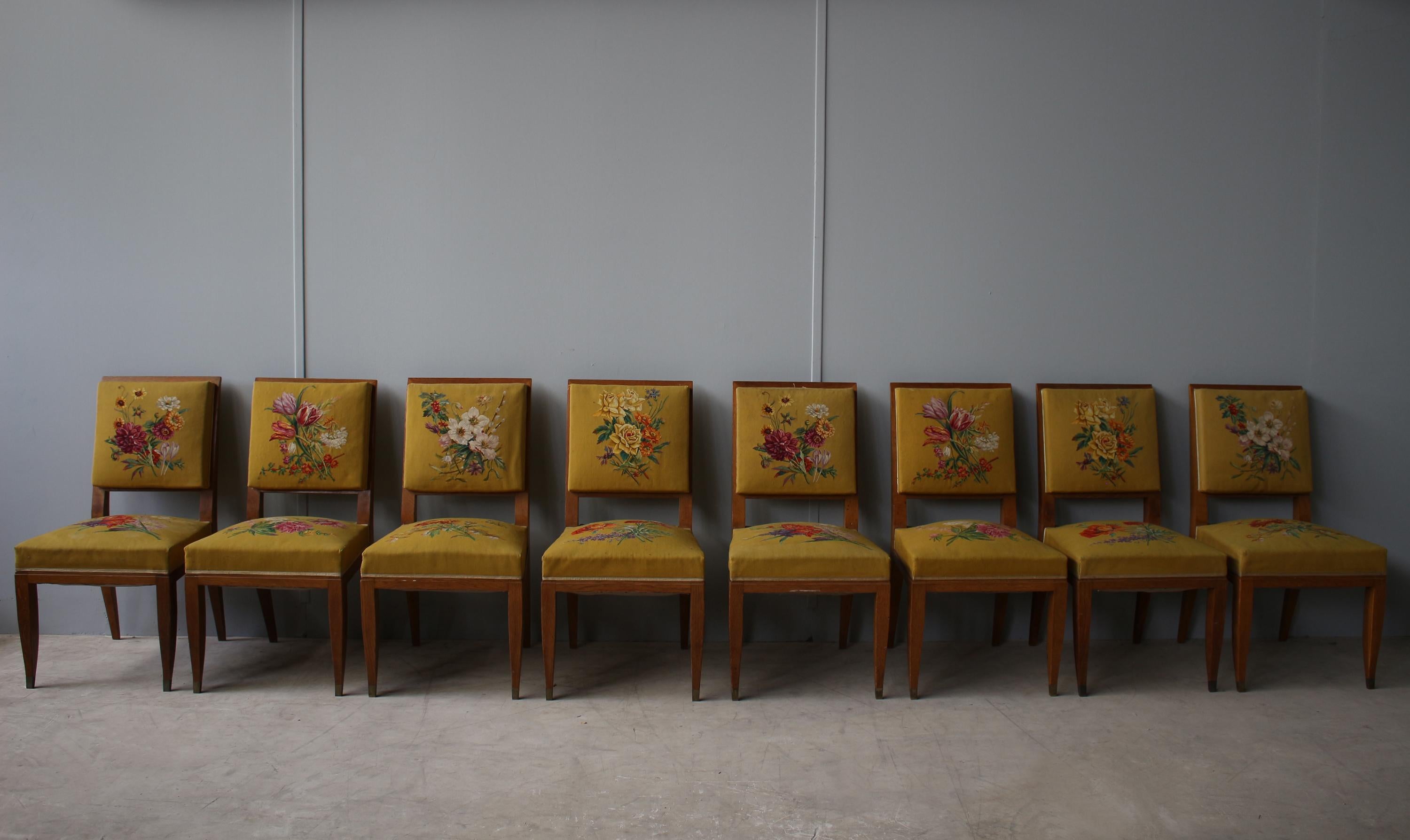 A Set of 10 Fine French Art Deco Chairs by Lucien Rollin (8 Side and 2 arm) 12