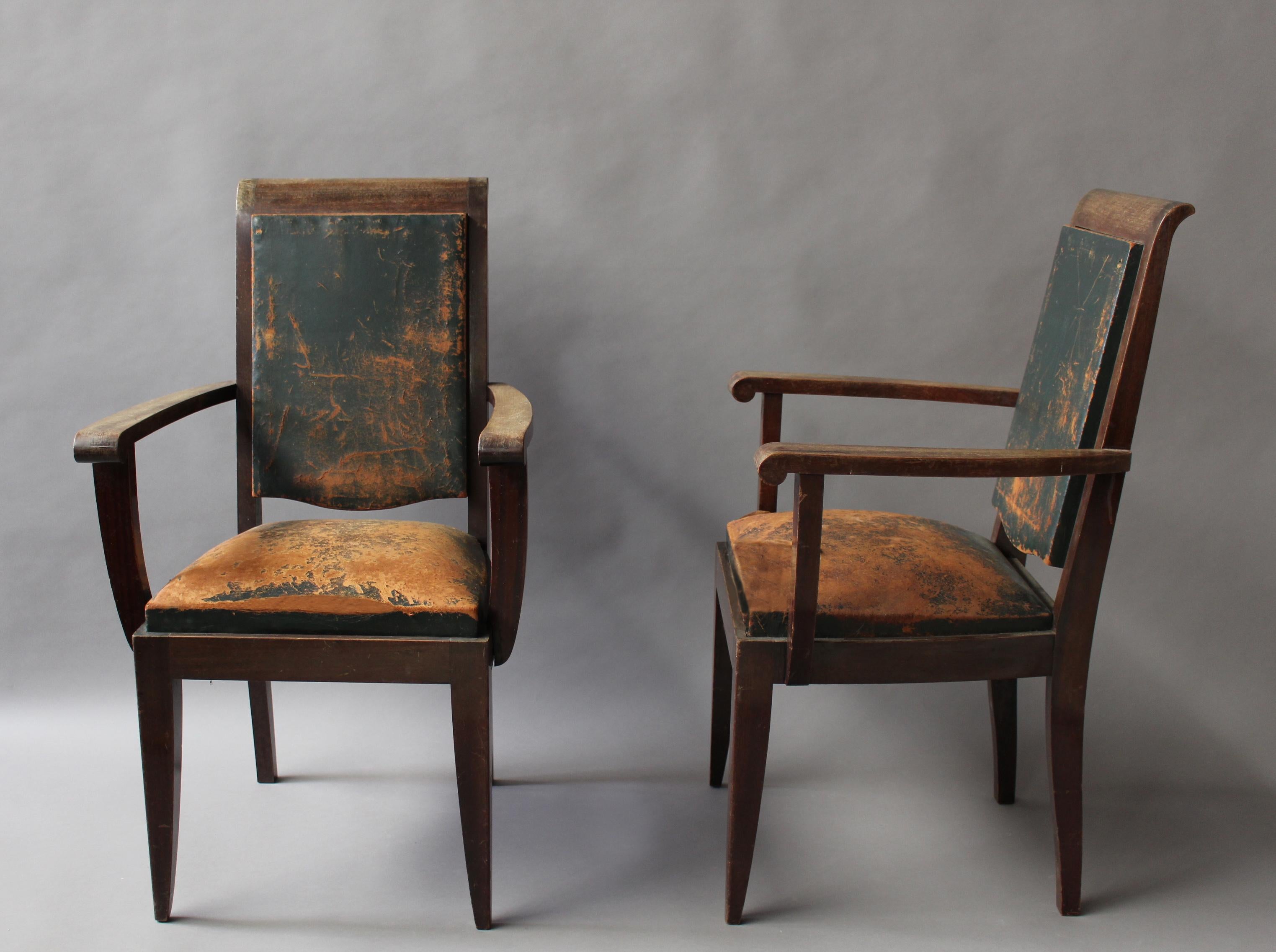 Set of 10 French Art Deco Mahogany Chairs by Gaston Poisson '8 Side and 2 Arm' In Good Condition In Long Island City, NY