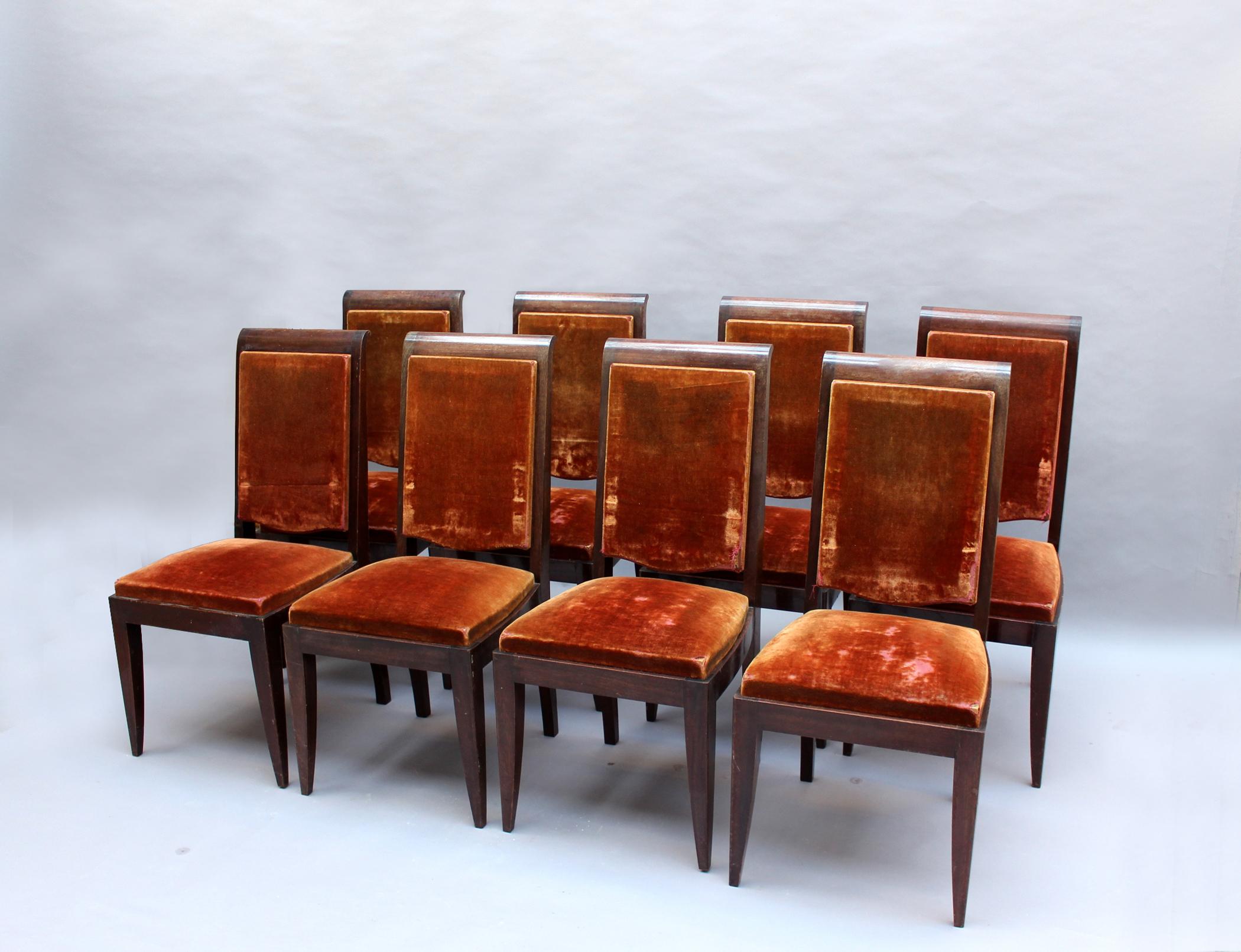 Set of 10 French Art Deco Mahogany Chairs by Gaston Poisson '8 Side and 2 Arm' 1