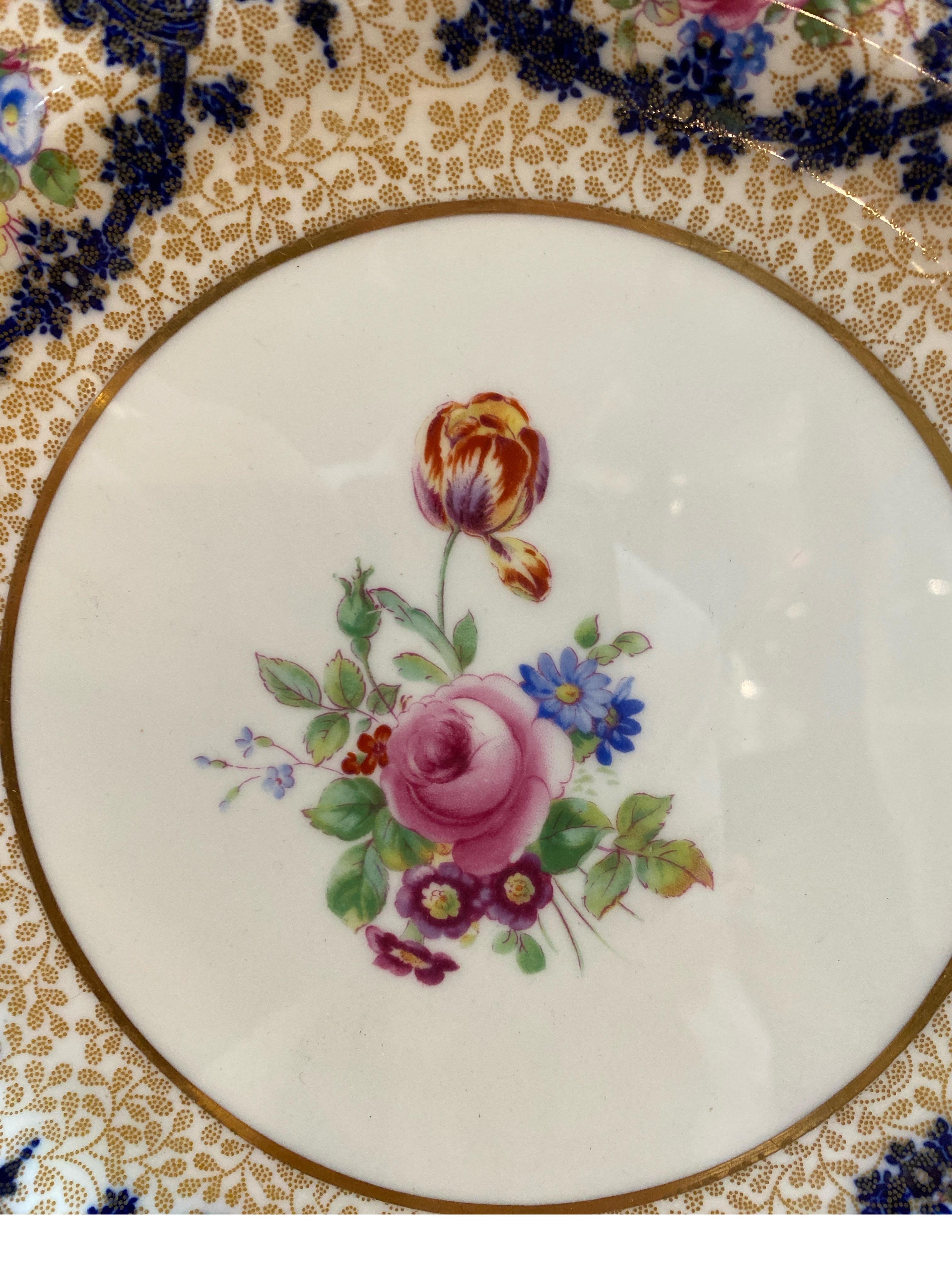 Edwardian A Set of 10 Hand Painted Antique Service Plates by Royal Doulton Circa 1915 For Sale