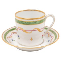 A set of 10 Haviland Vieux Paris Green Espresso Cups & Saucers, Limoges, France