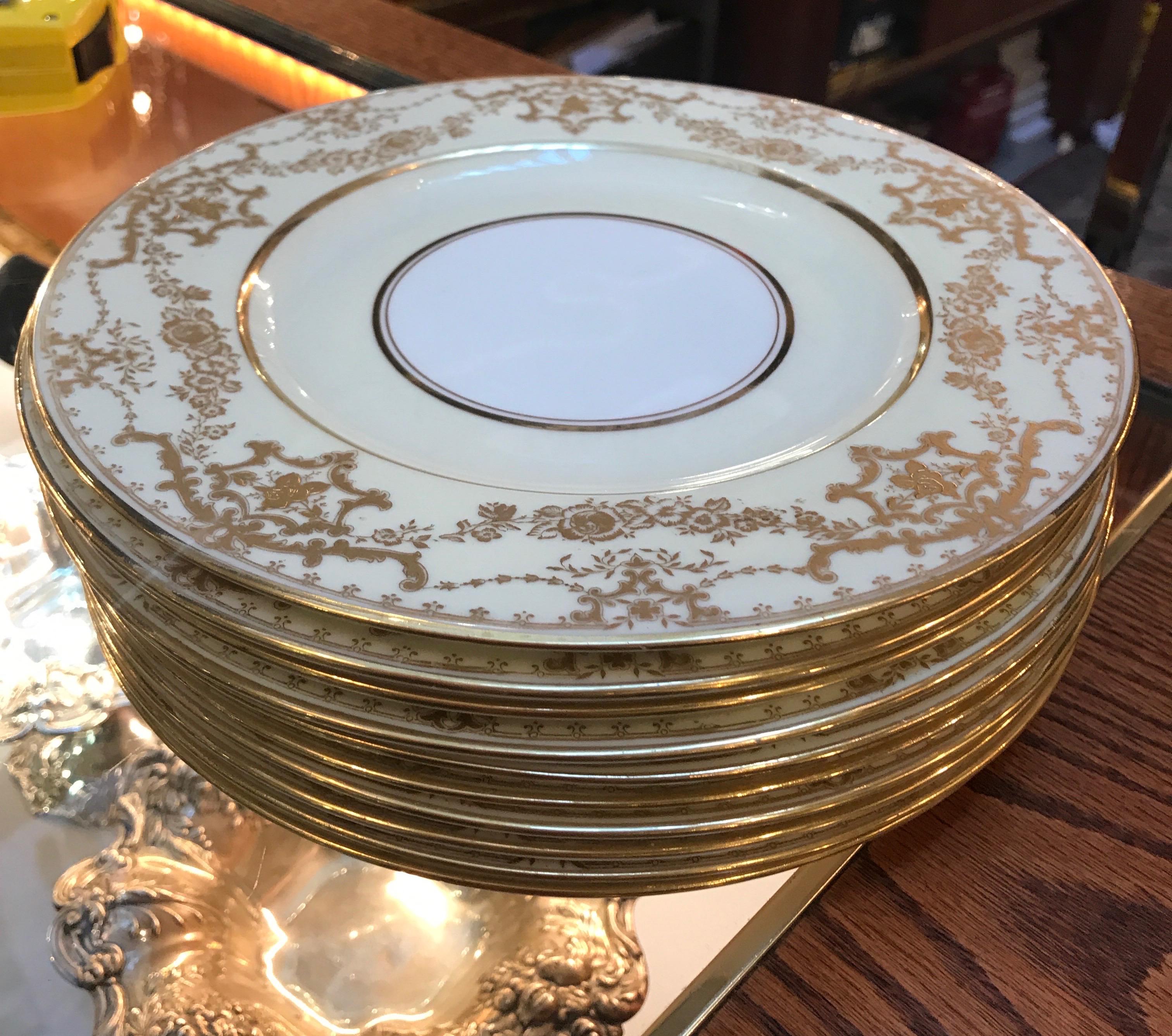 Early 20th Century Set of 10 Luncheon Dessert Plates by George Jones, England