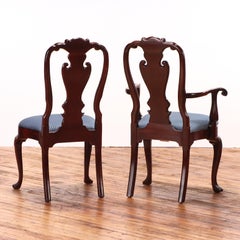 A Set of 10 Queen Anne–Style Mahogany Dining Chairs by Councill, C. 1985.