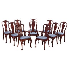 A Set of 10 Queen Anne–Style Mahogany Dining Chairs by Councill, C. 1985.