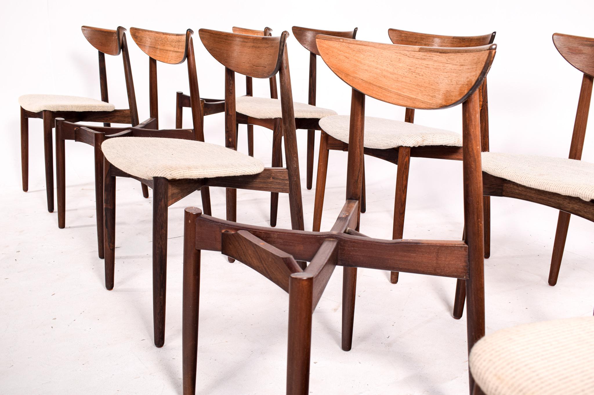 Danish Set of 10 Rosewood Dining Chairs by Harry Ostergaard for Randers