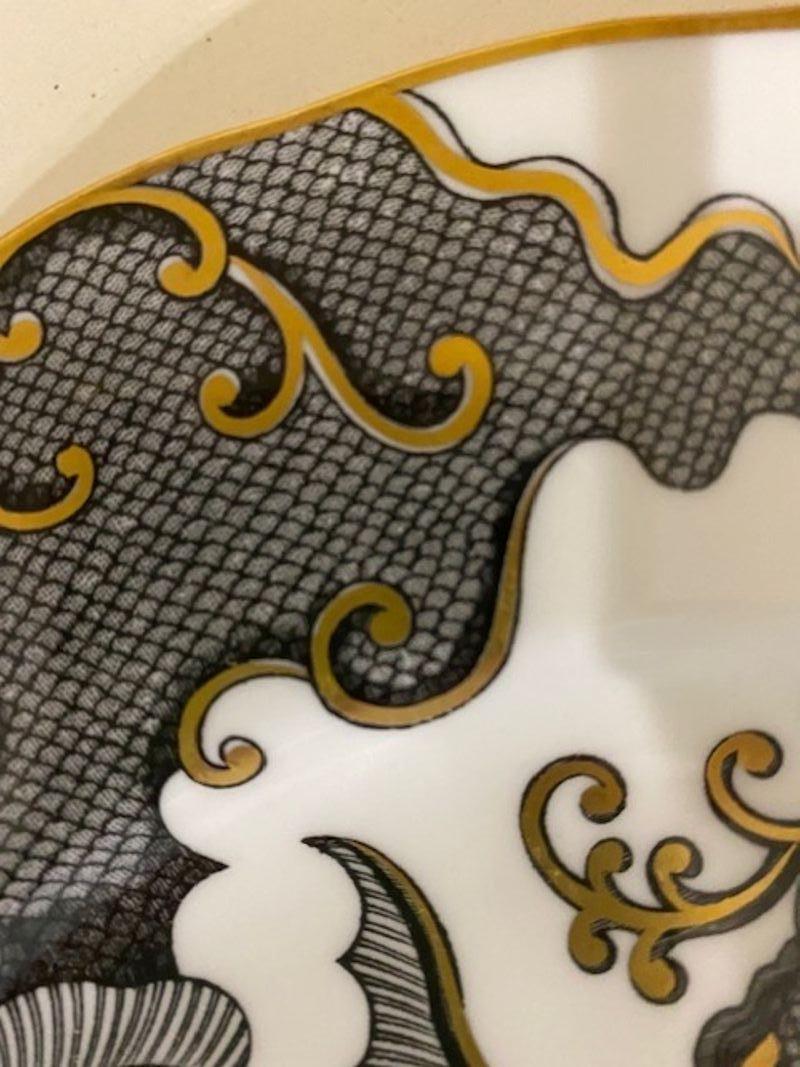 20th Century Set of 10 Royal Worcester Black Dragon Dinner Plates