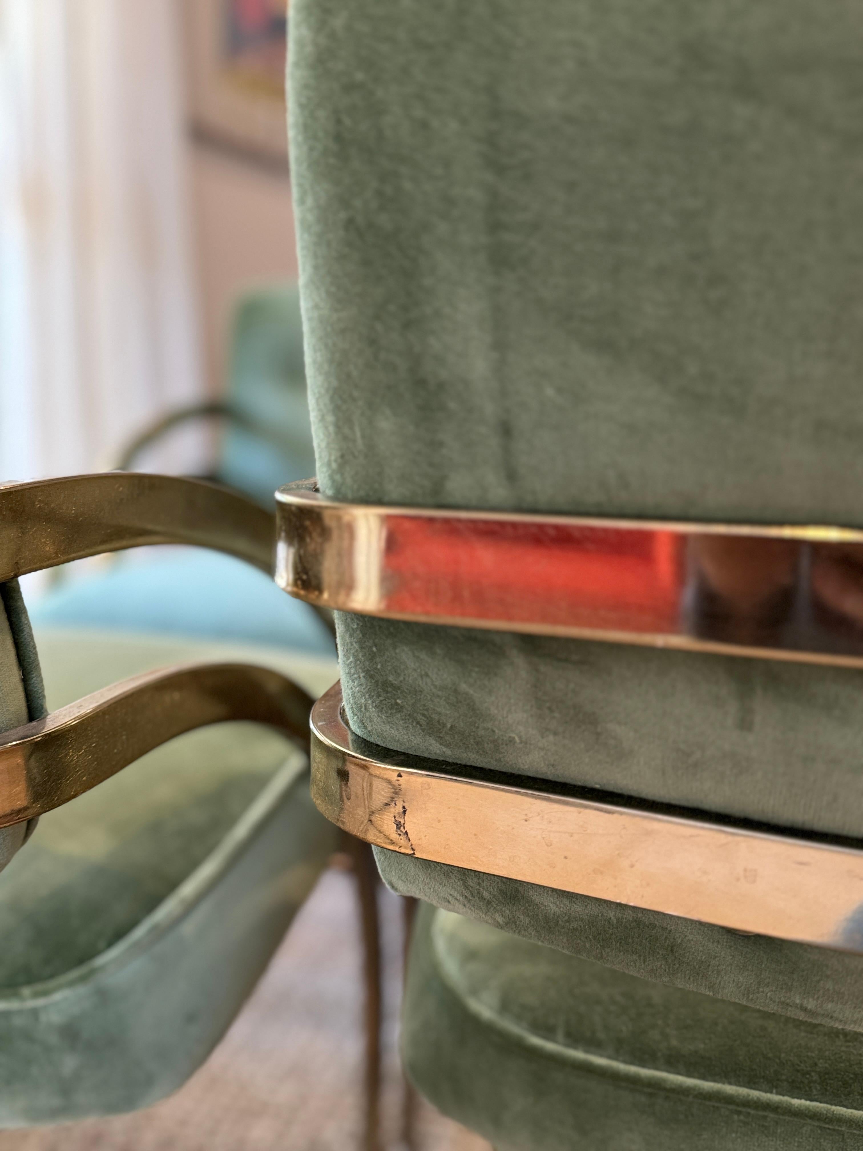 Un set di 10 sedie da pranzo a cascata con struttura in ottone placcato  circa anni '70 in vendita 8