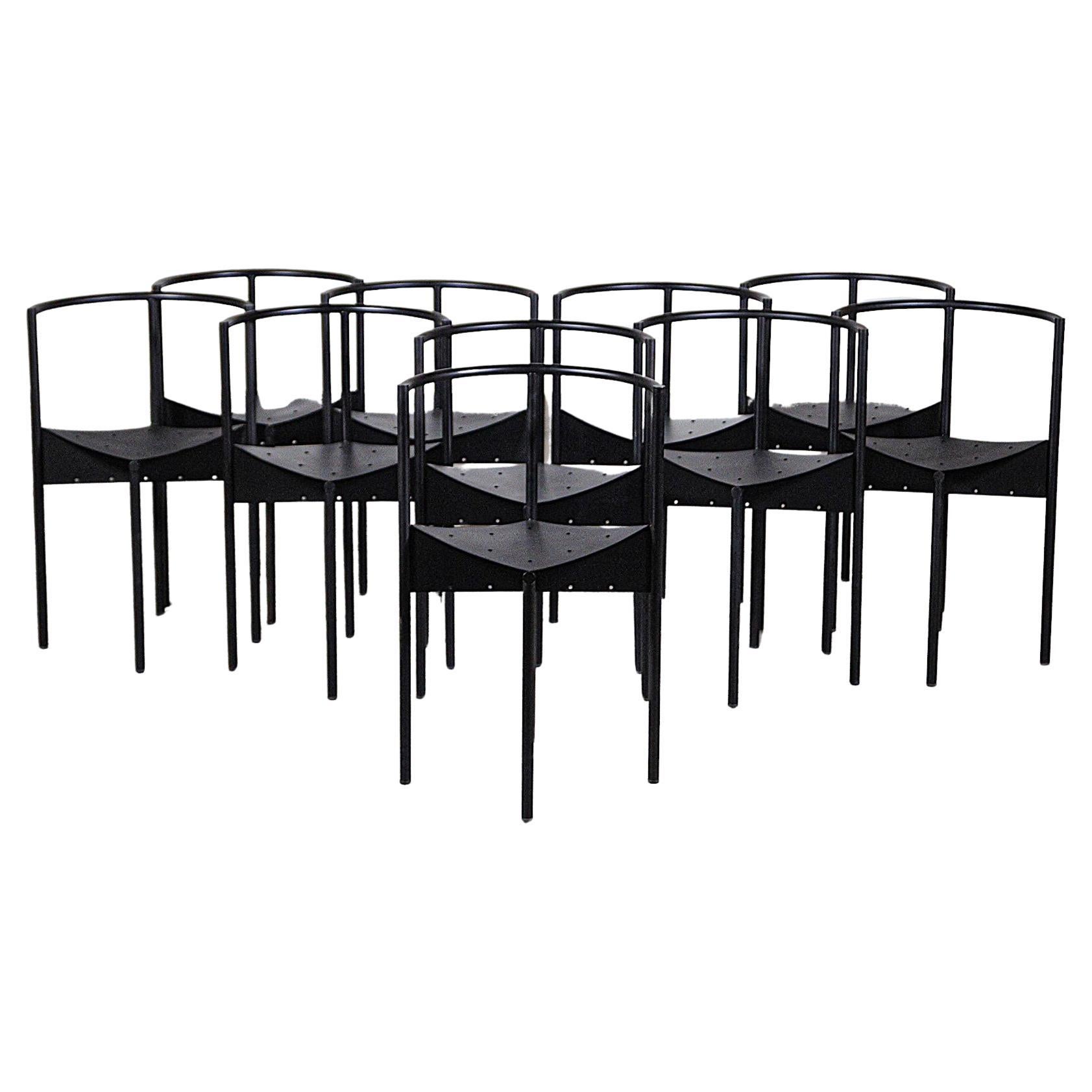 Ensemble de 10 chaises noires " Wendy Wright " par Philippe Starck France 1980's en vente
