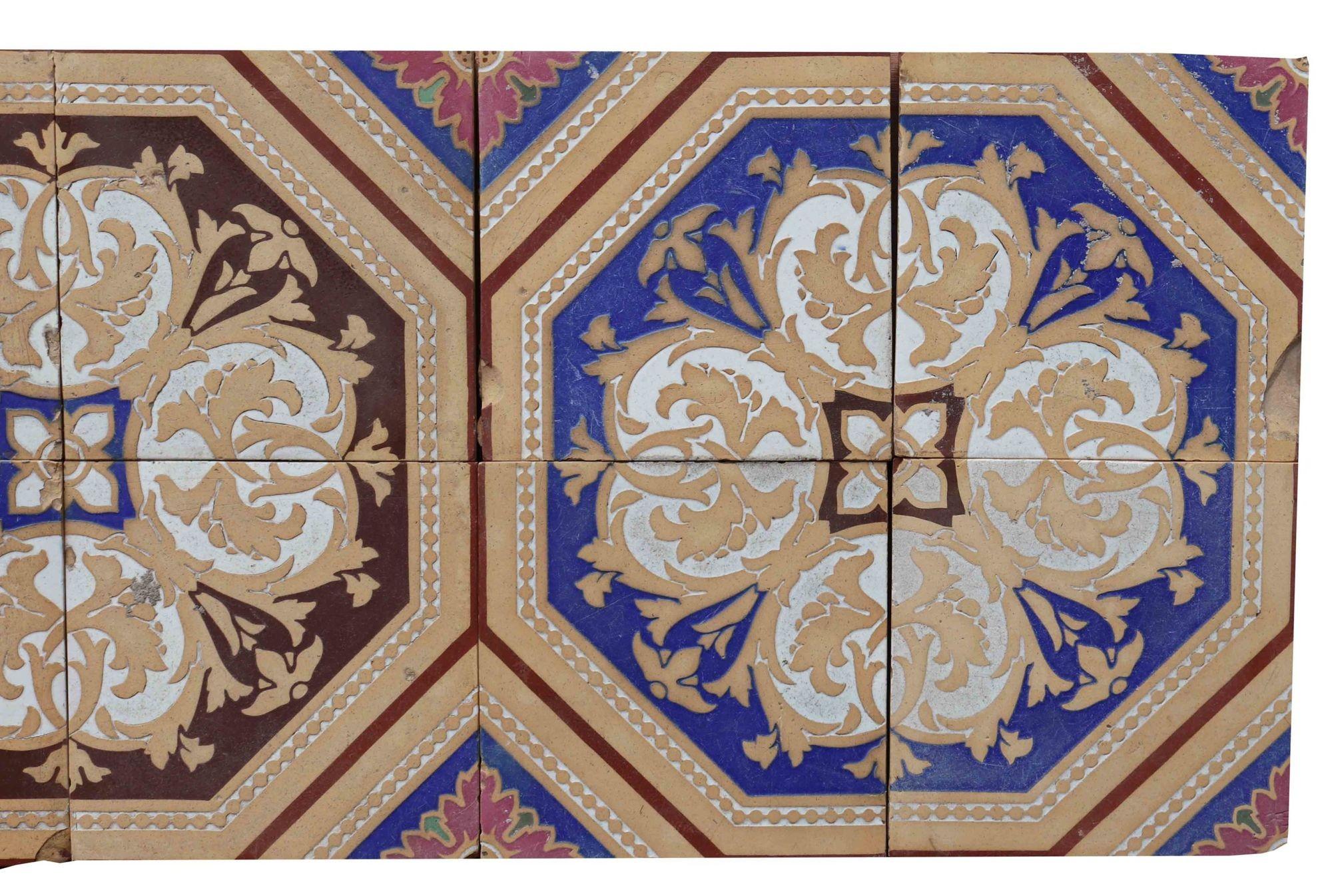 Victorian A Set of 12 Antique Minton & Co. Encaustic Tiles For Sale