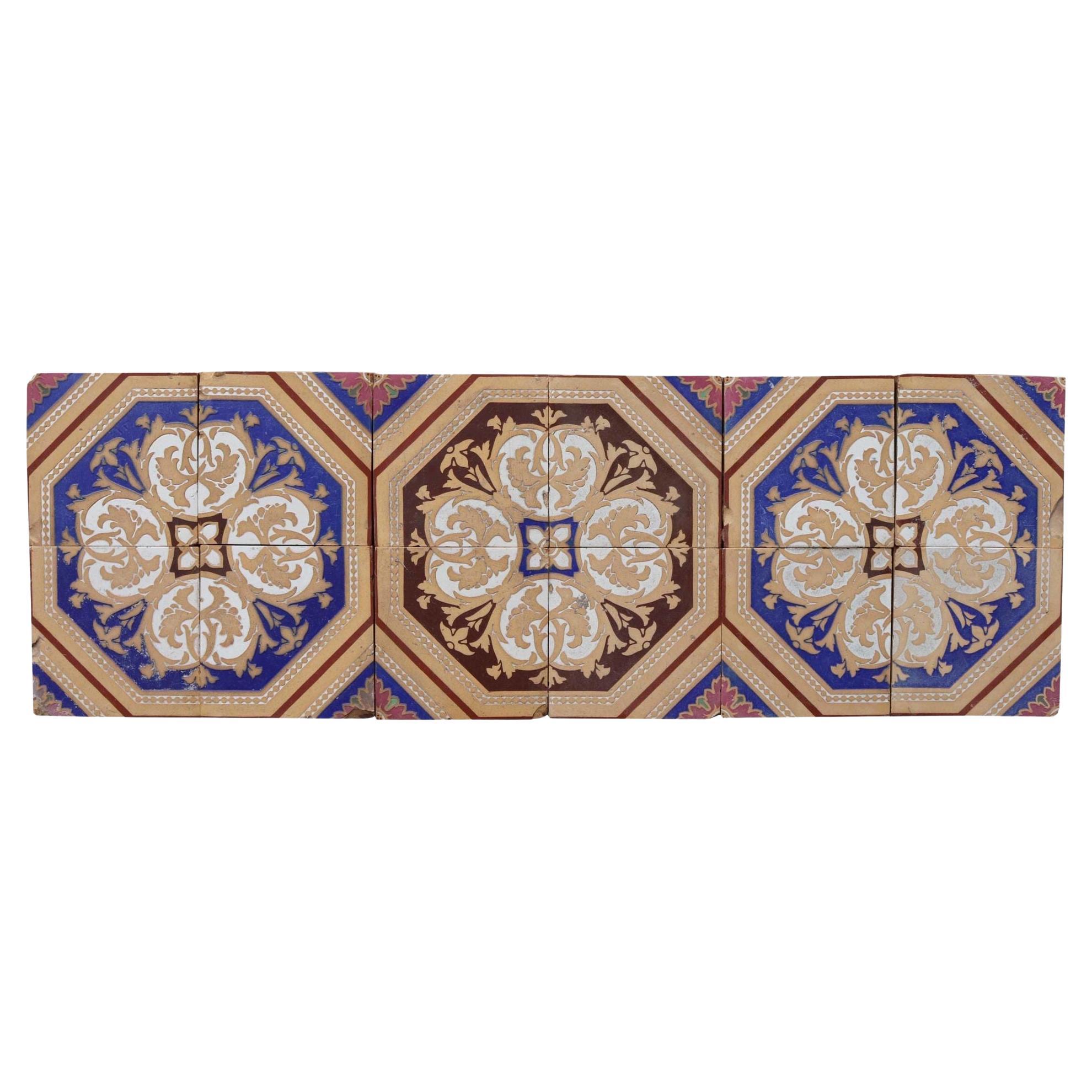 Conjunto de 12 piezas antiguas de Minton & Co. Baldosas encáusticas