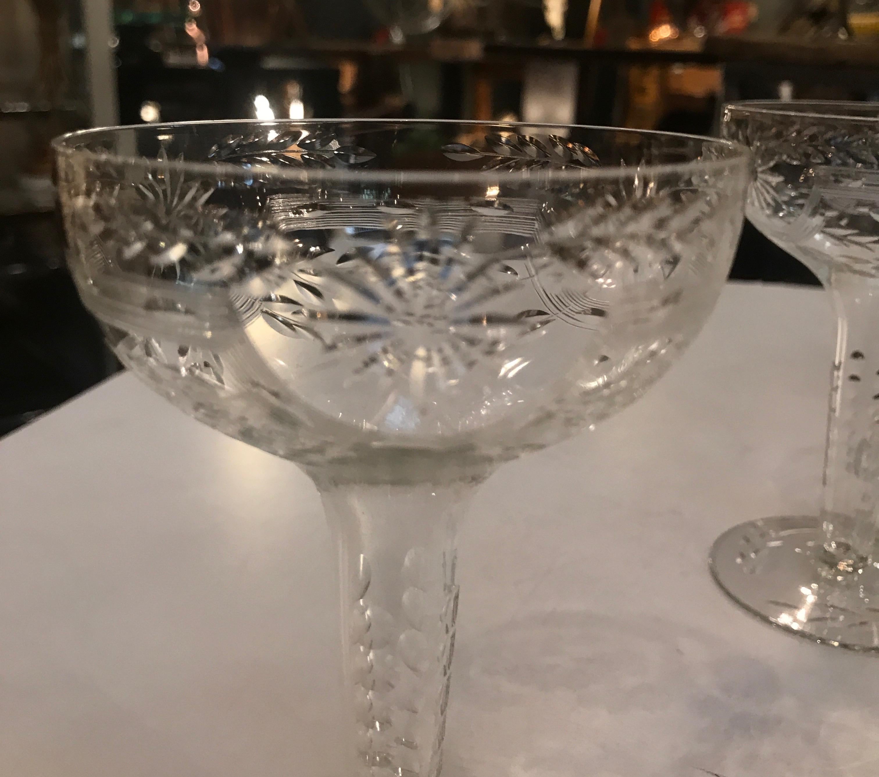 hollow stem coupe champagne glasses